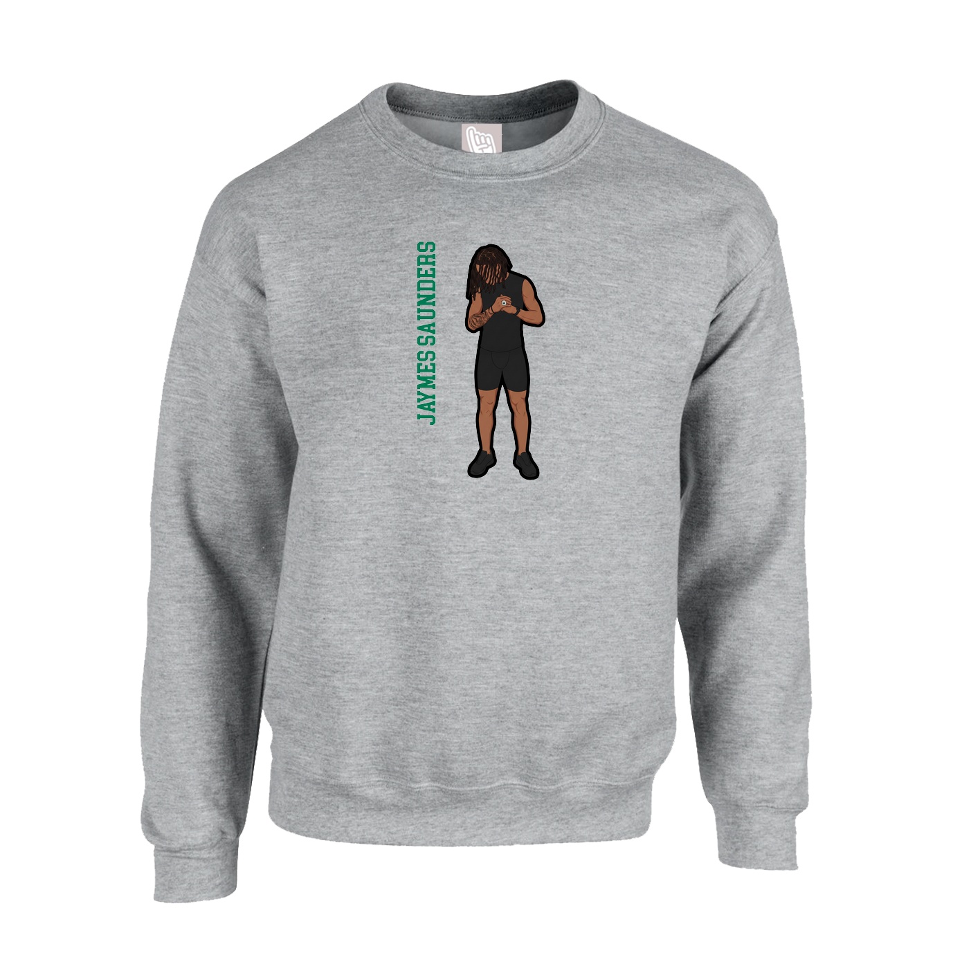 Fleece Crew — Name Vertical in Grey
