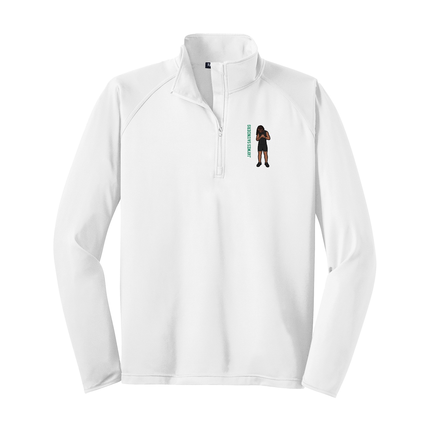 Q-Zip Pullover — Name Vertical in White