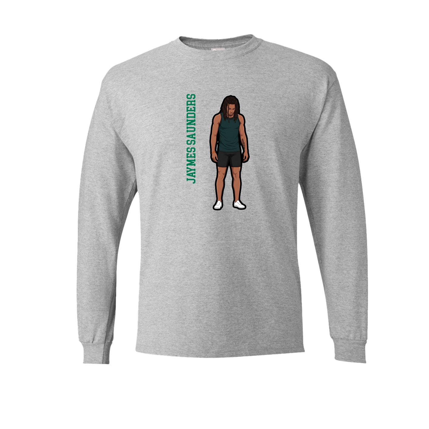 Long Sleeve Tee — Name Vertical in Grey
