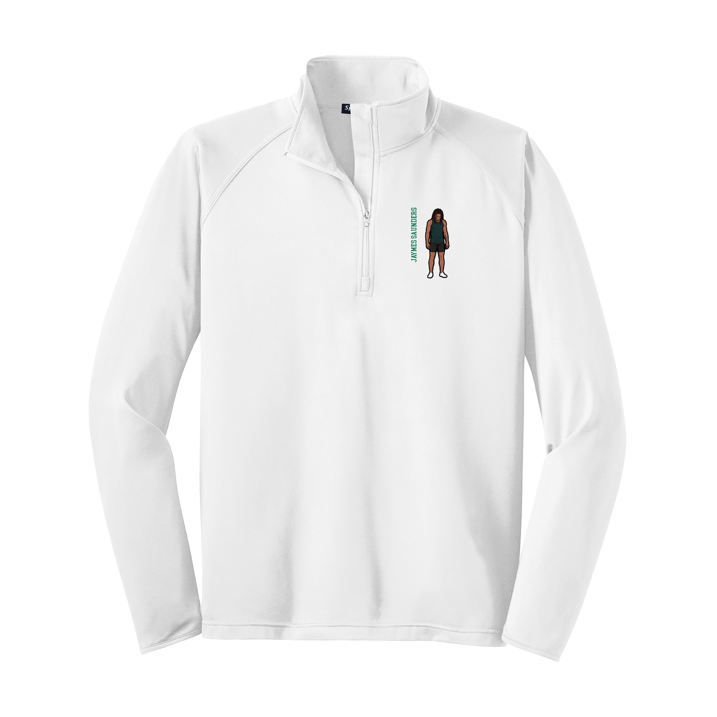 Q-Zip Pullover — Name Vertical in White