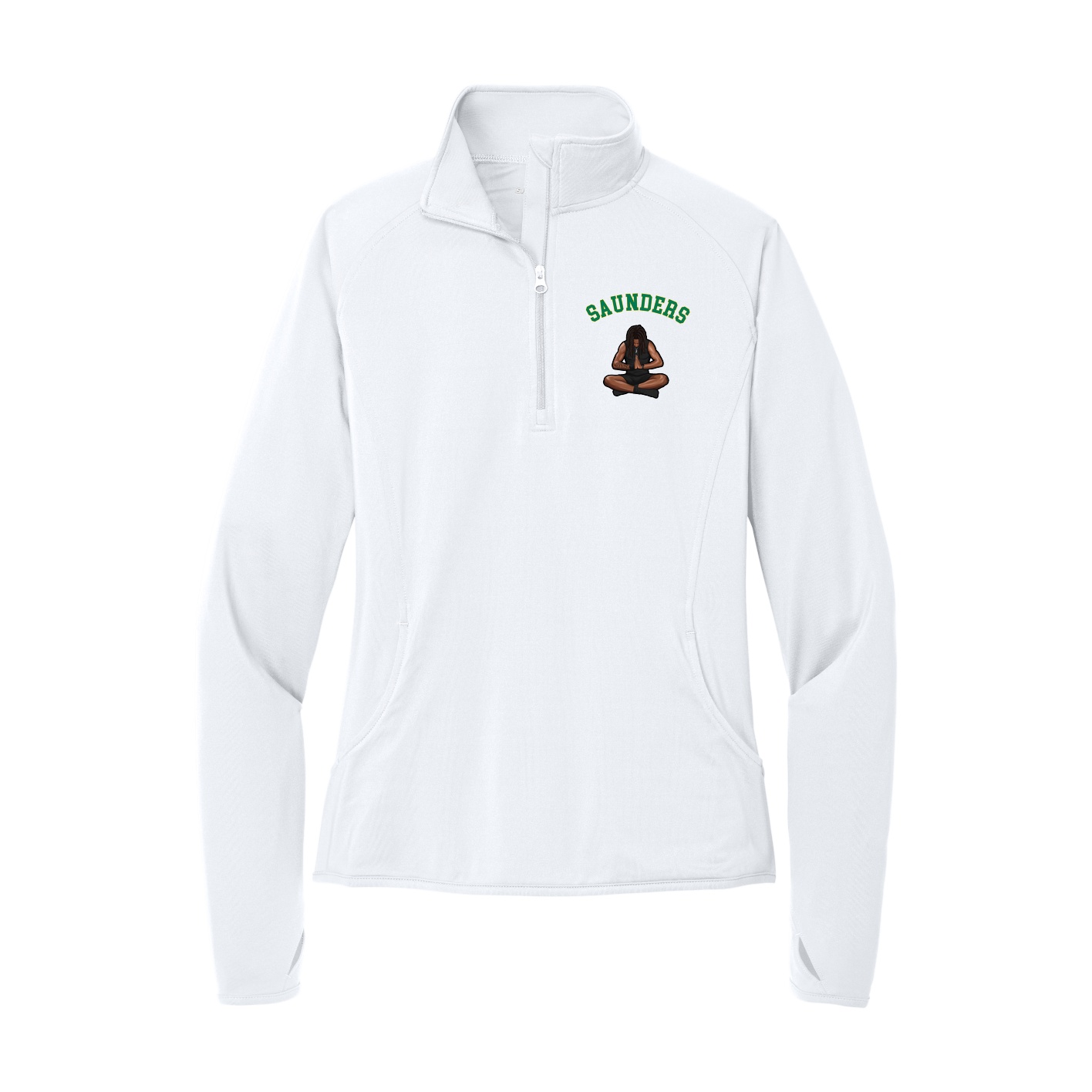 Women's Q-Zip Pullover — Shirsey Arch in White