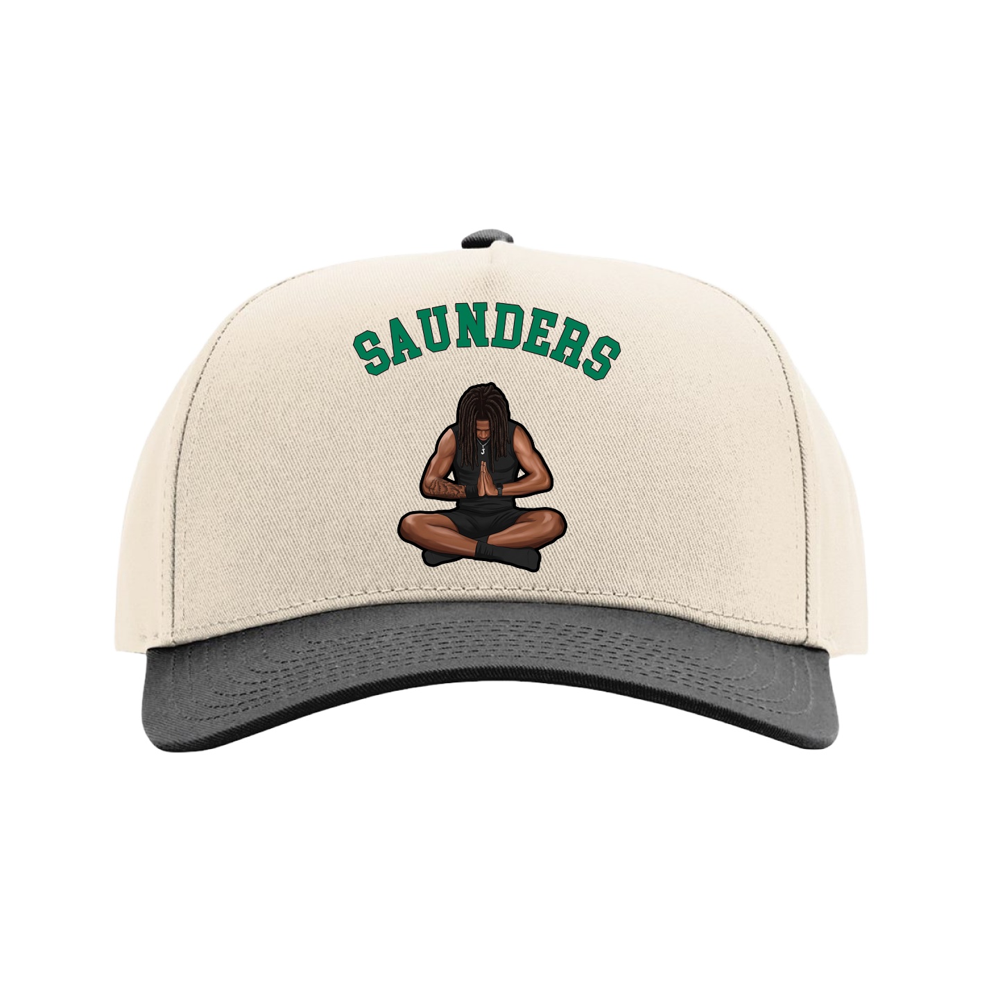 Full Fabric Five-Panel Champ Cap — Shirsey Arch in Cream/Black