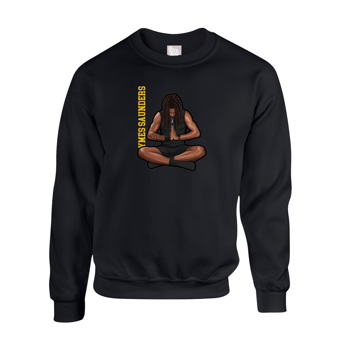 Fleece Crew — Name Vertical in Black