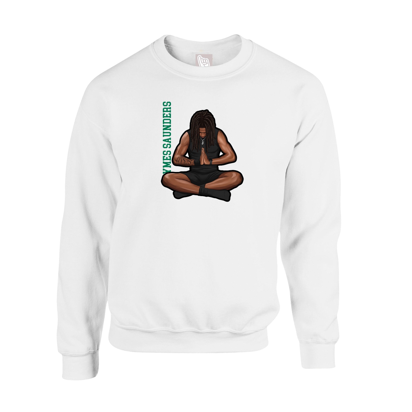 Fleece Crew — Name Vertical in White