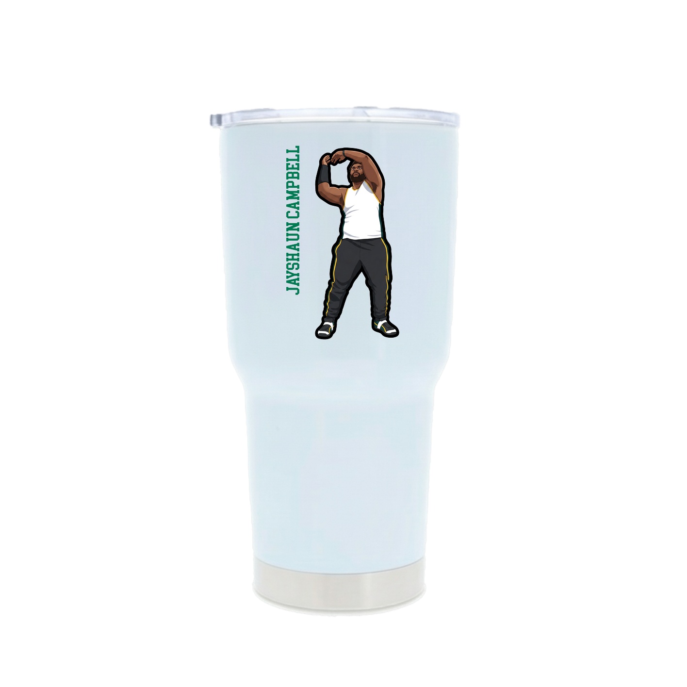 30oz Stainless Steel Tumbler — Name Vertical in White