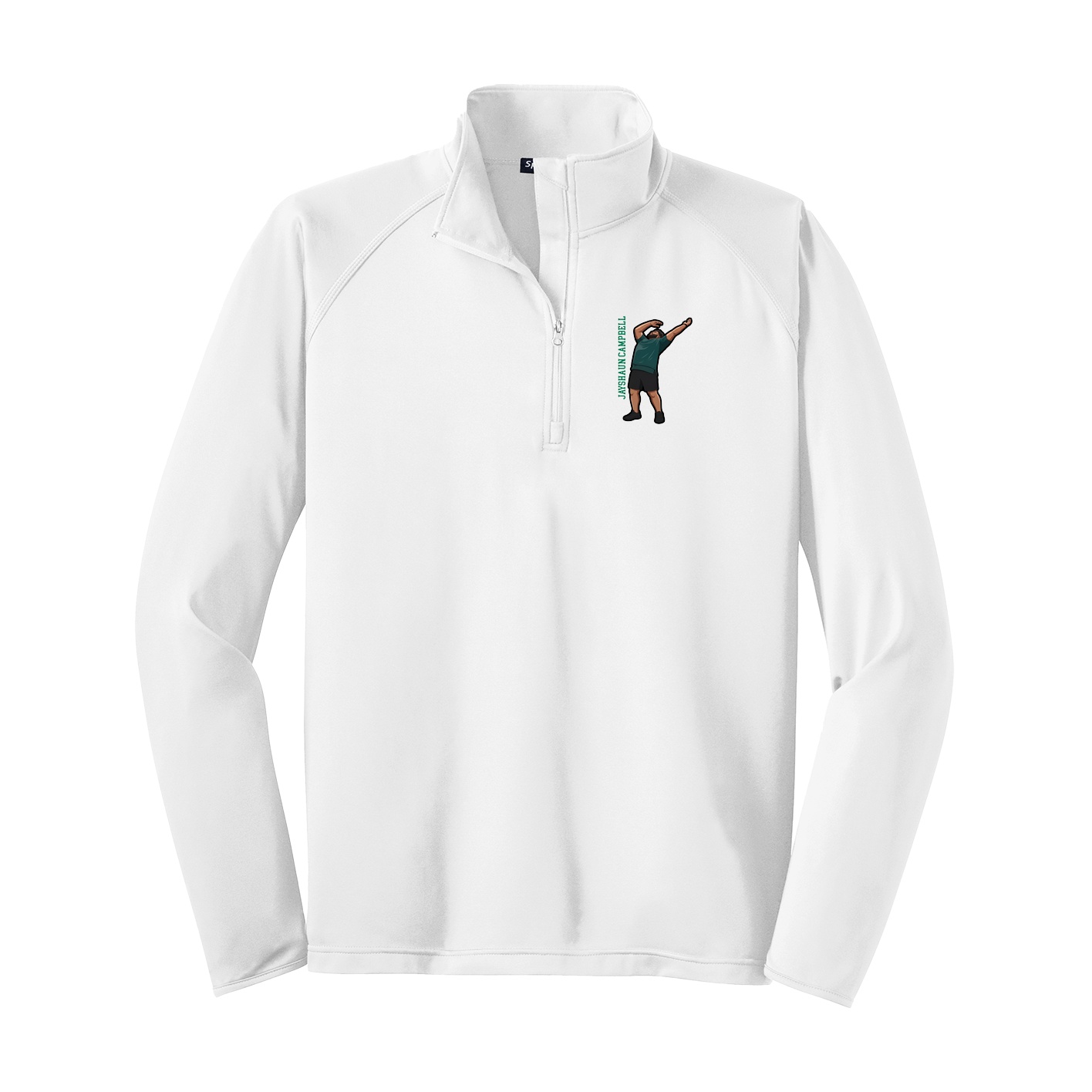 Q-Zip Pullover — Name Vertical in White