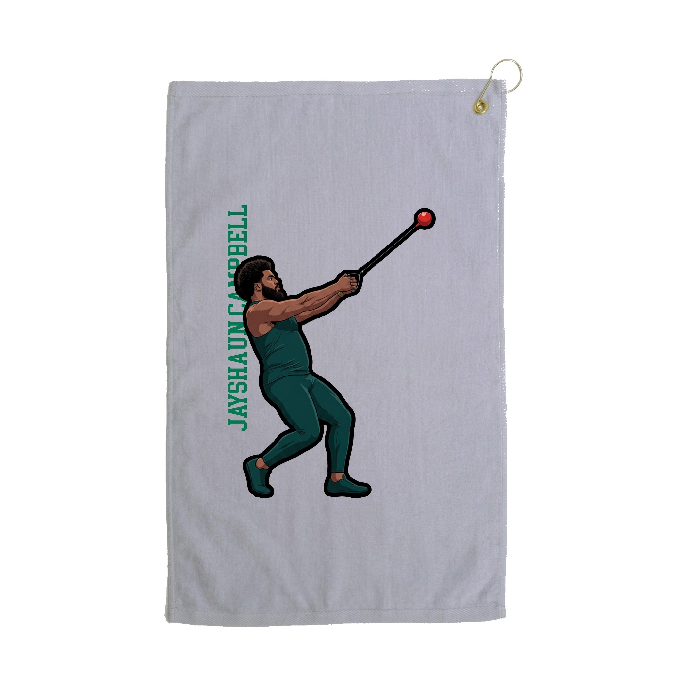 Golf Towel — Name Vertical in Grey