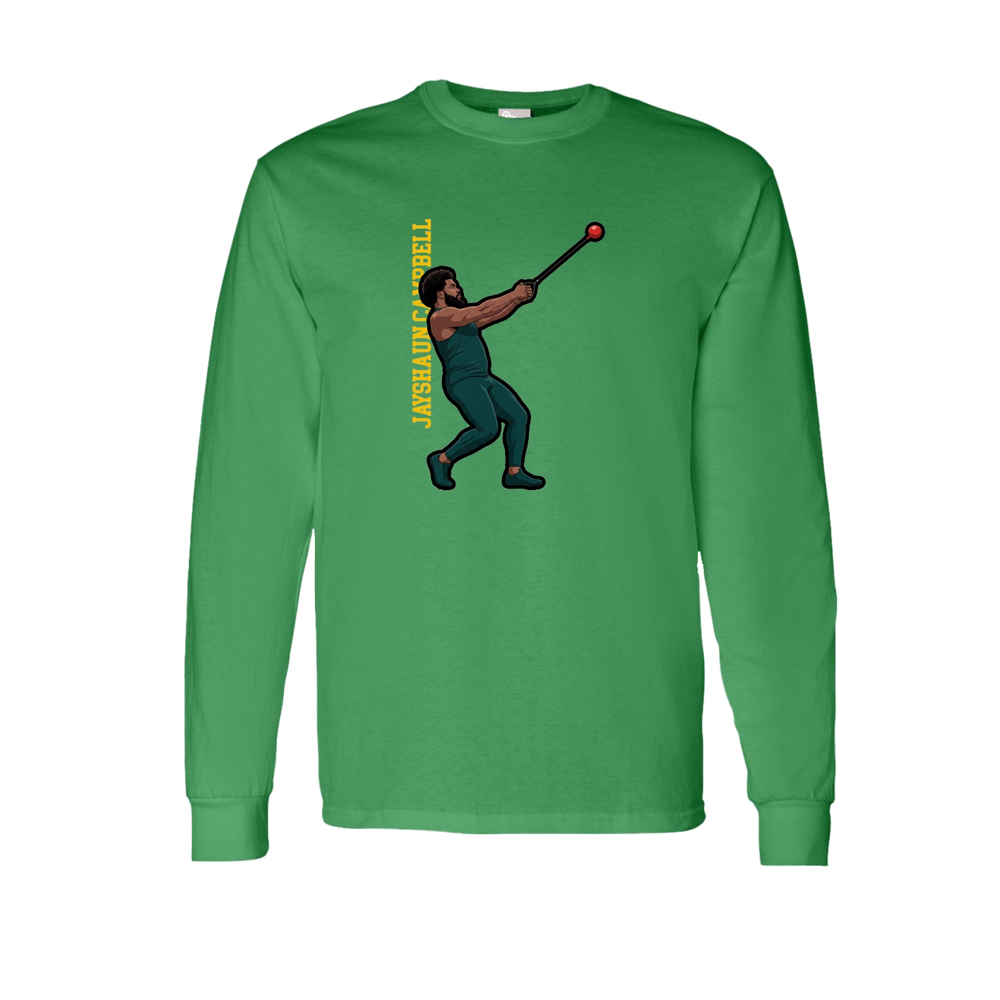 Long Sleeve Tee — Name Vertical in Green