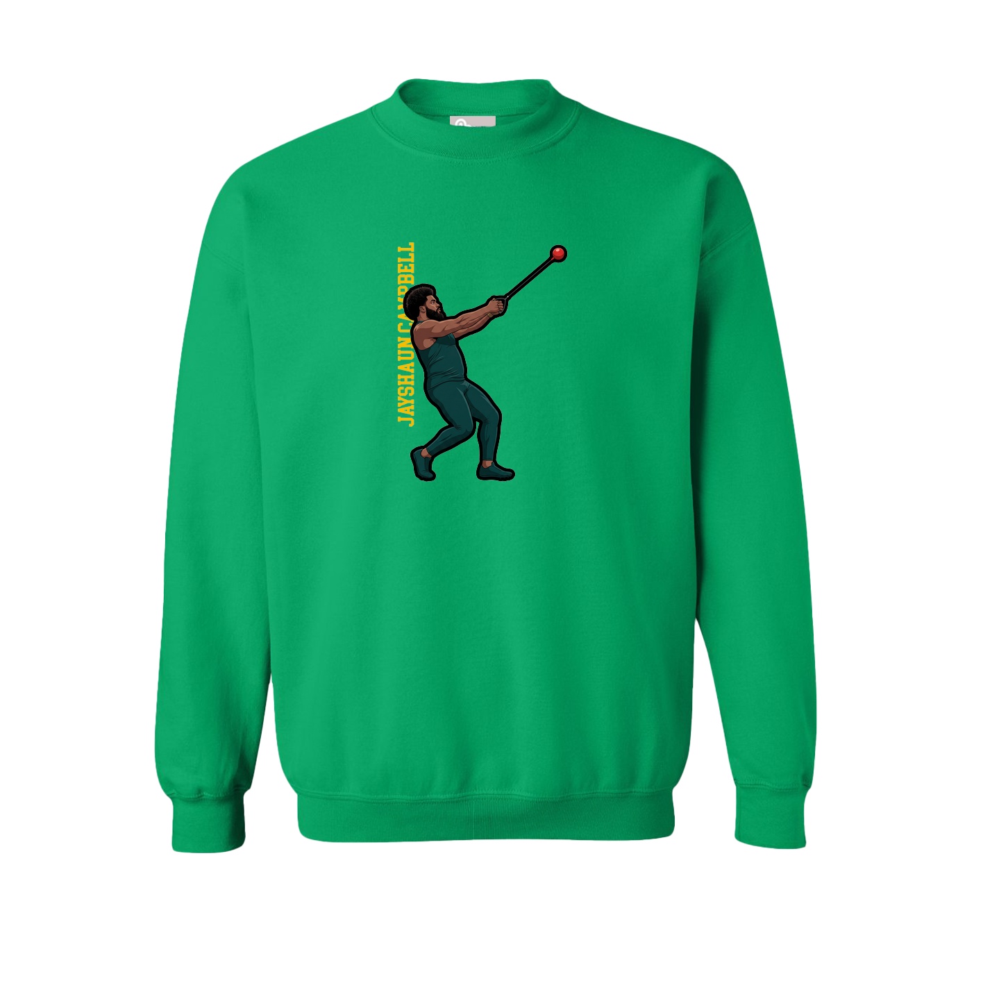 Fleece Crew — Name Vertical in Green
