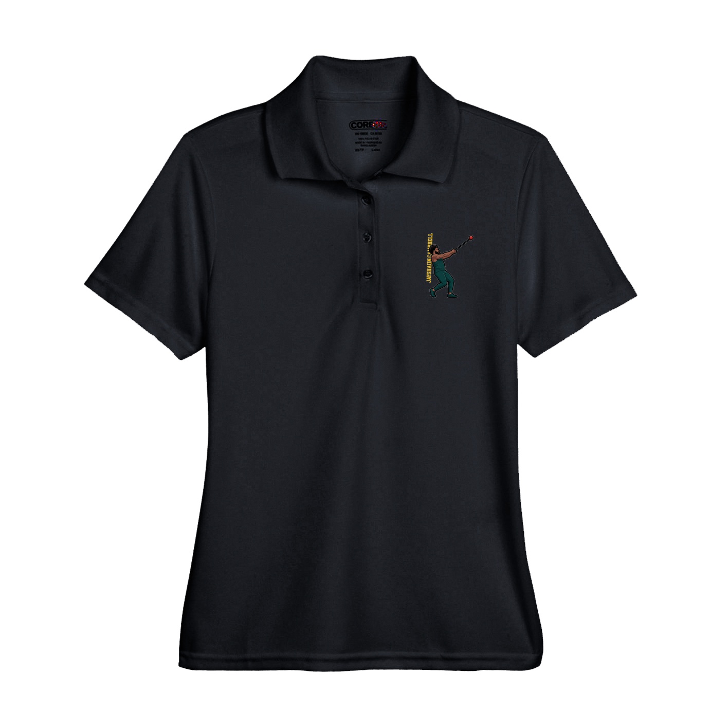 Womens Performance Polo — Name Vertical in Black