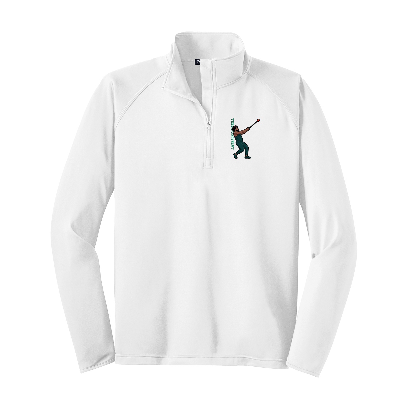 Q-Zip Pullover — Name Vertical in White