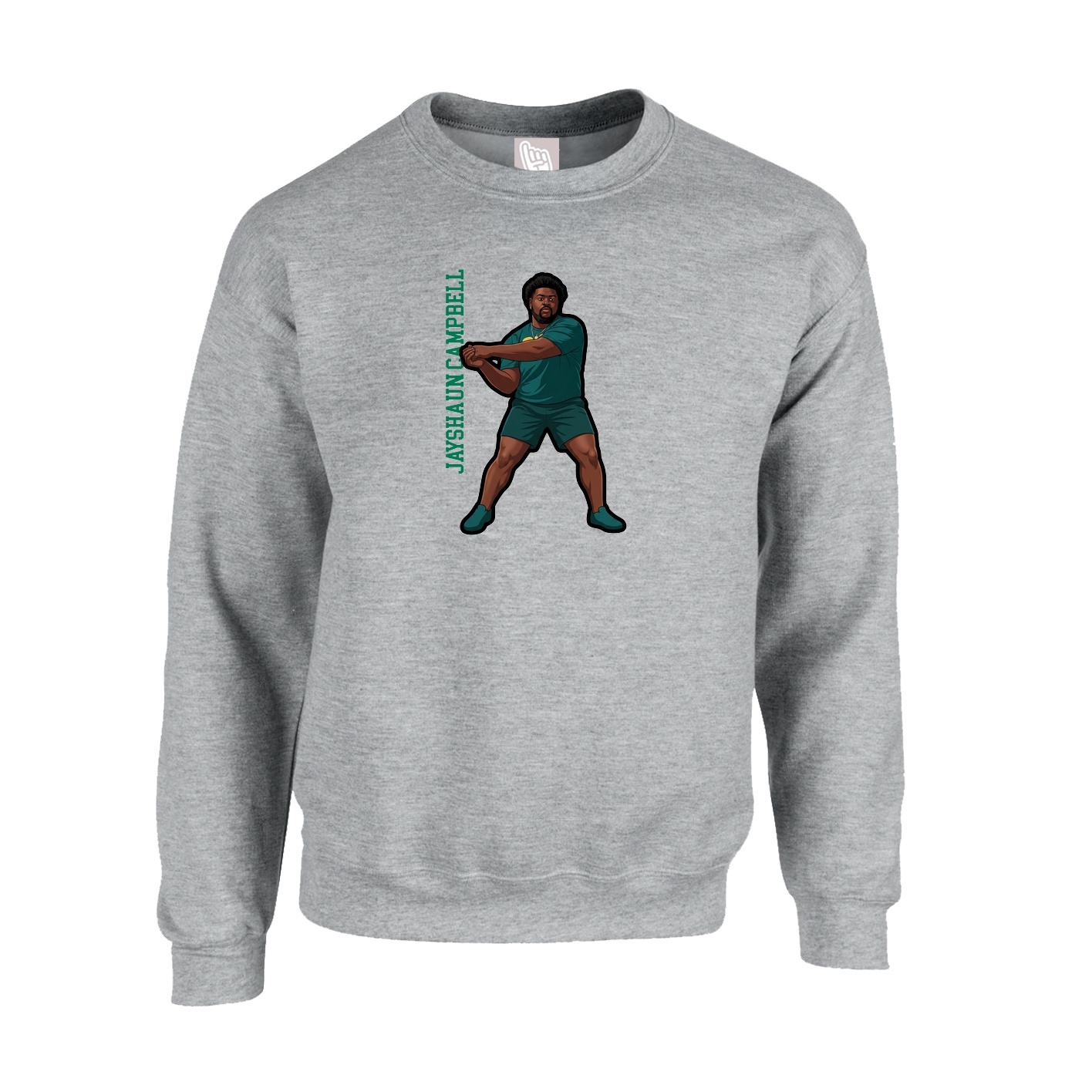 Fleece Crew — Name Vertical in Grey