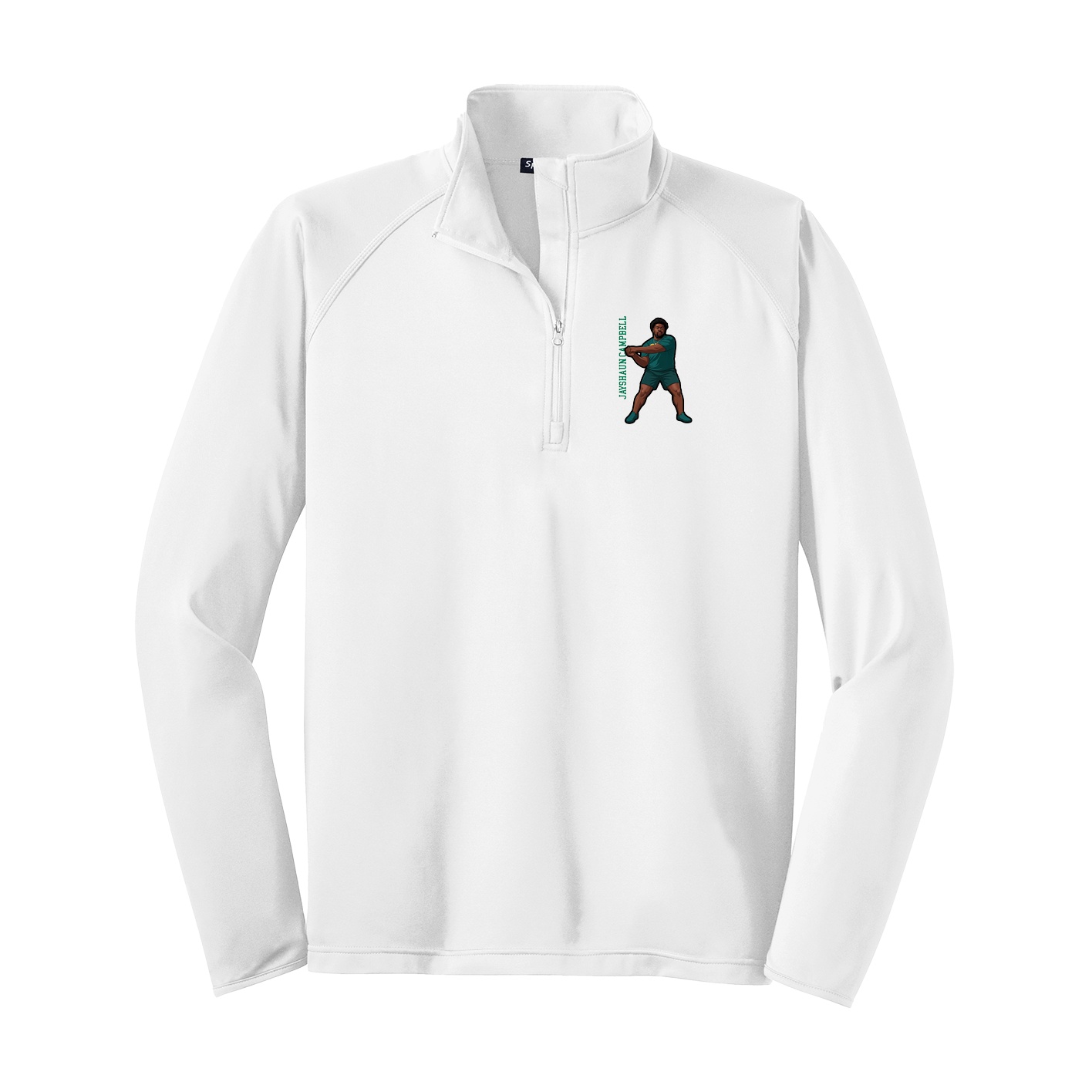Q-Zip Pullover — Name Vertical in White