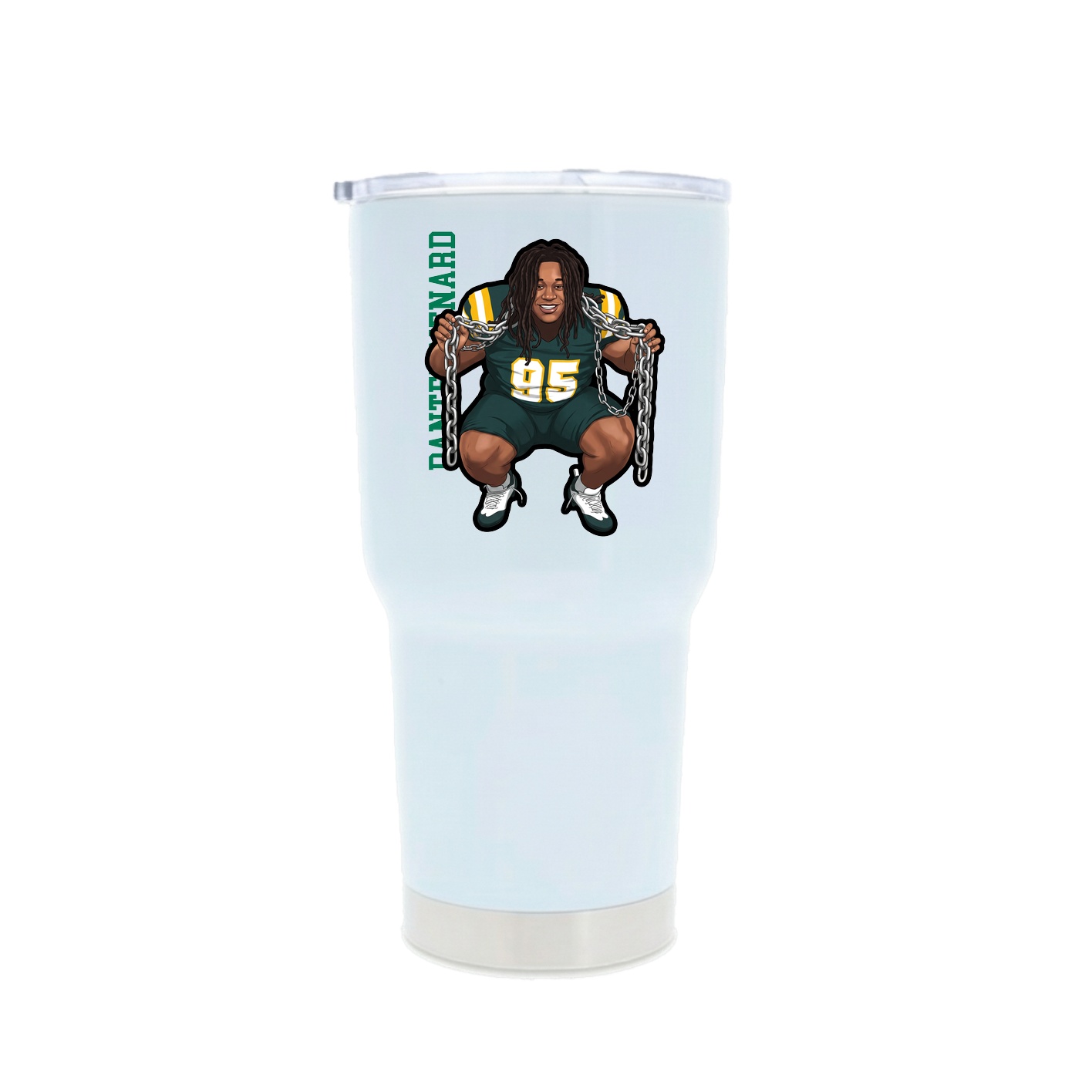 30oz Stainless Steel Tumbler — Name Vertical in White