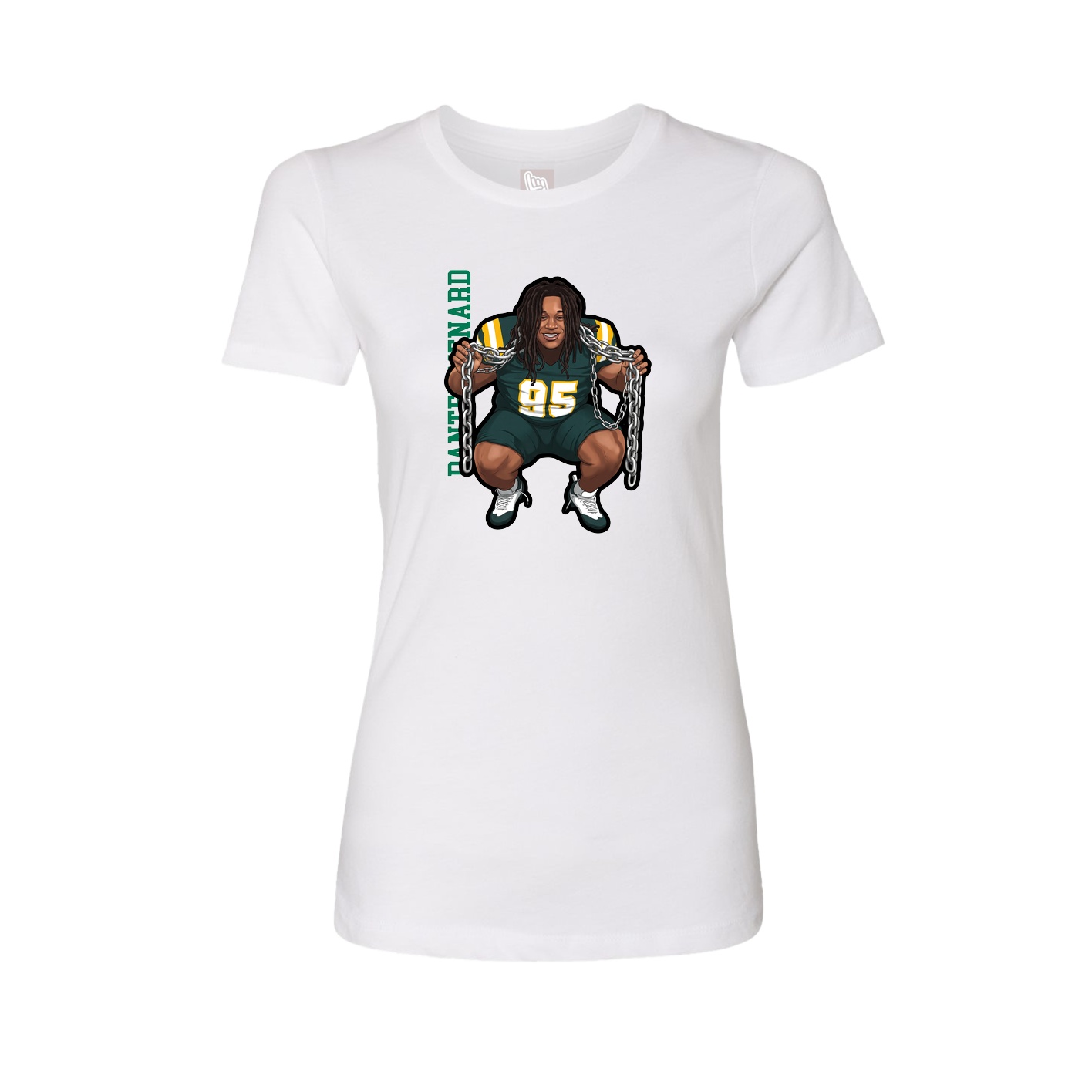 Fitted Women's Tee — Name Vertical in White