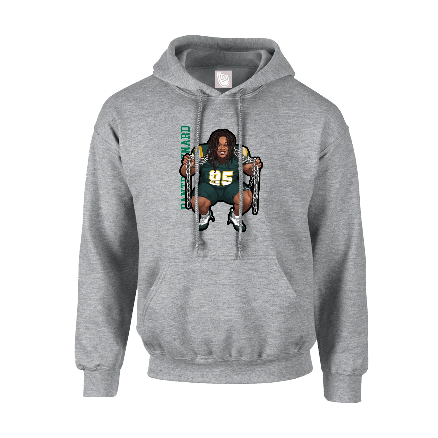 Youth Hoodie — Name Vertical in Grey