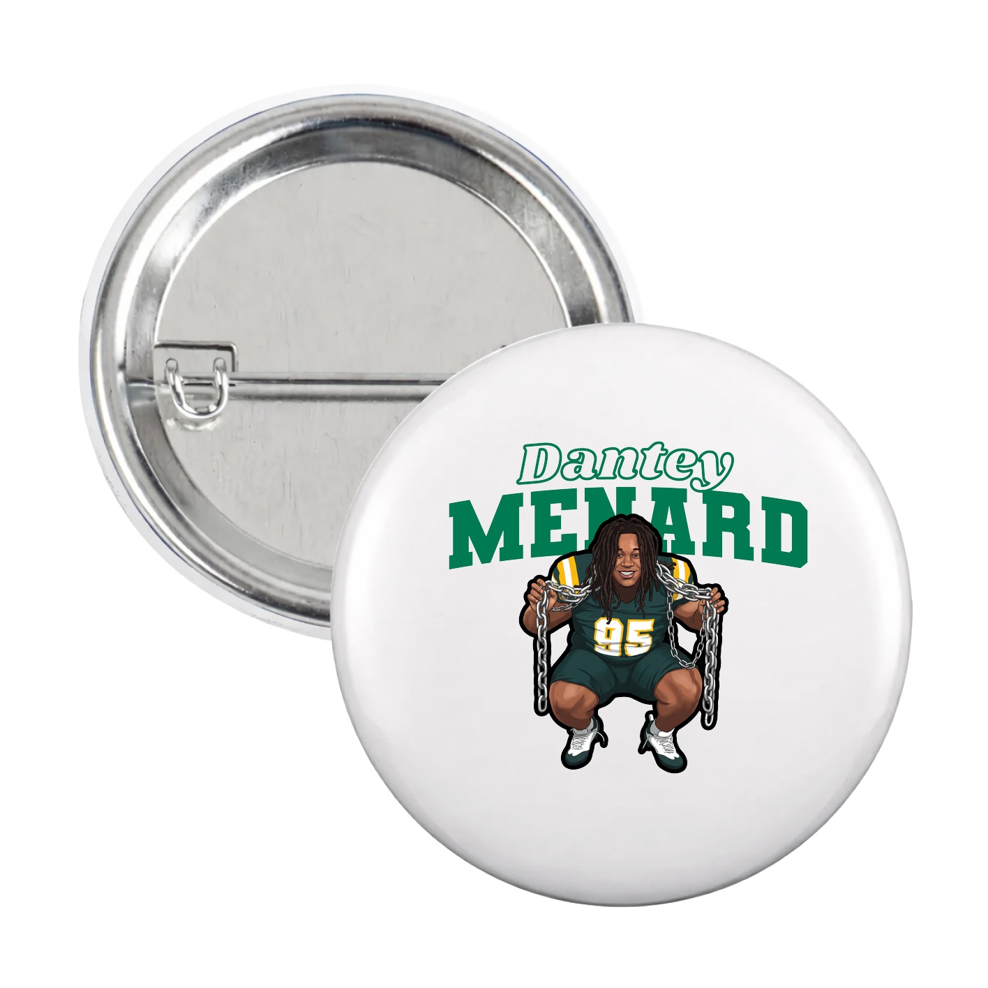 Game Day Button — Name Arch in White