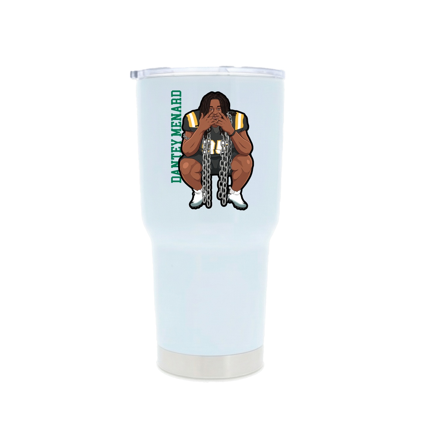 30oz Stainless Steel Tumbler — Name Vertical in White