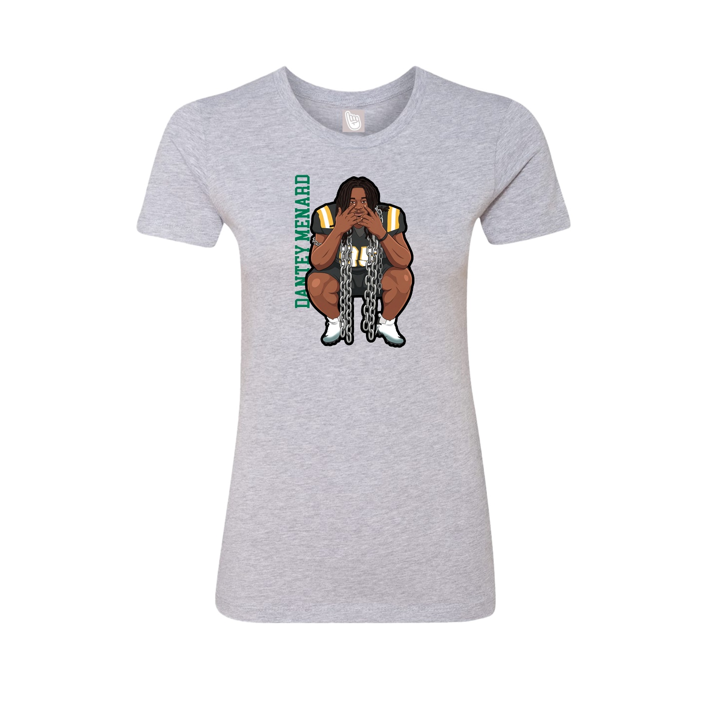 Fitted Women's Tee — Name Vertical in Grey