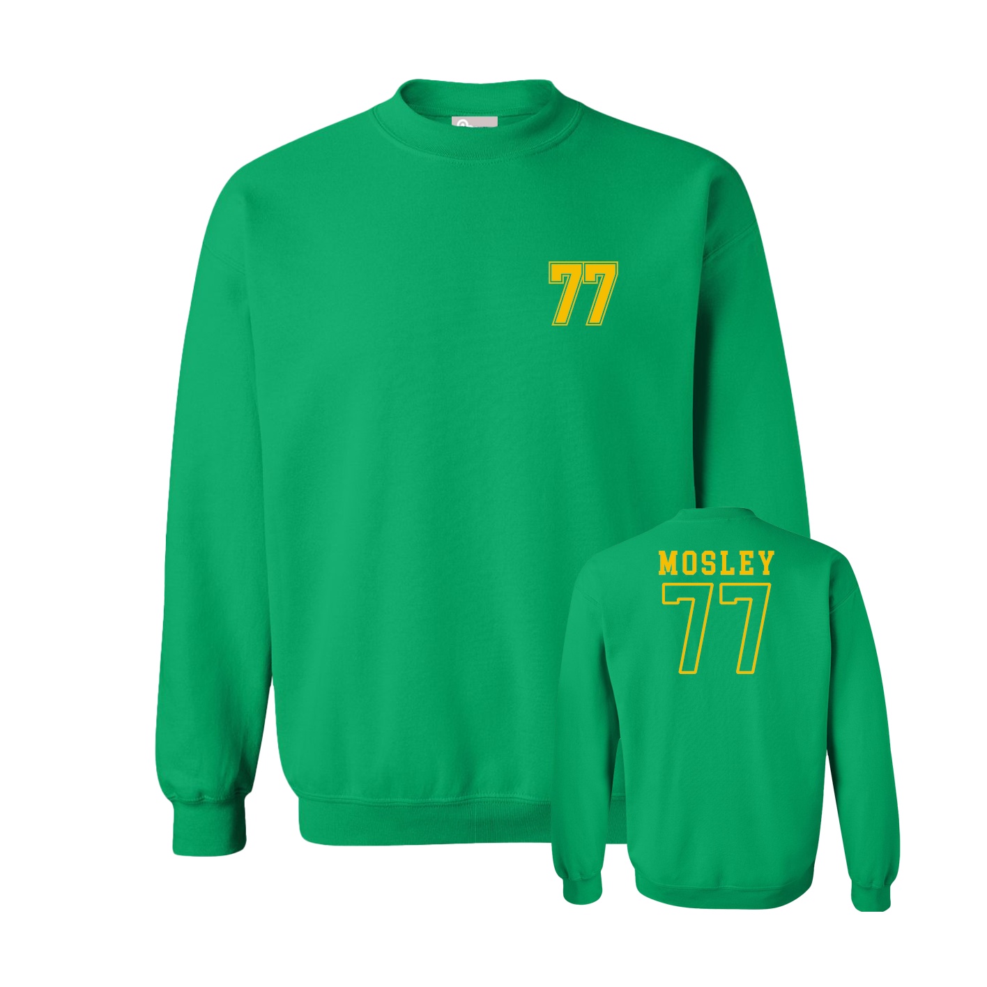 Fleece Crew — Chest Back in Green
