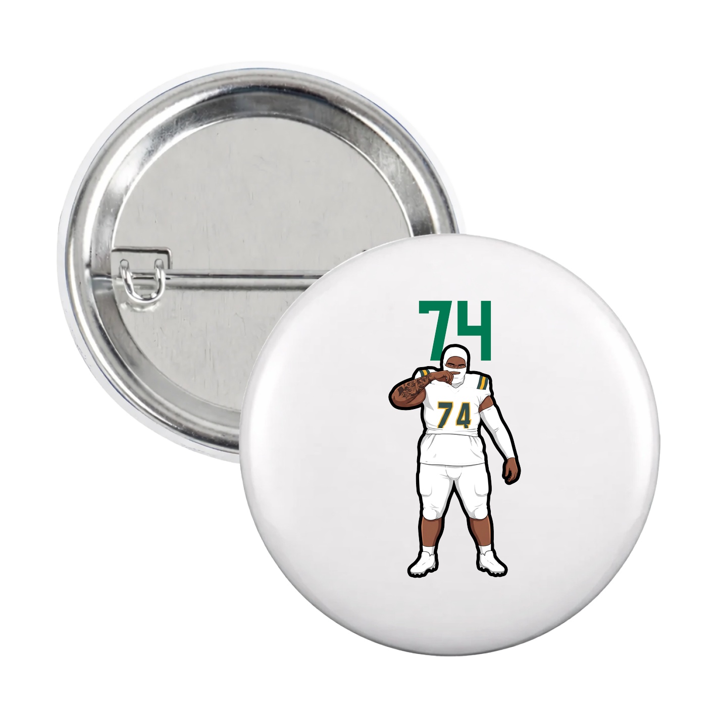 Game Day Button — Number Top in White