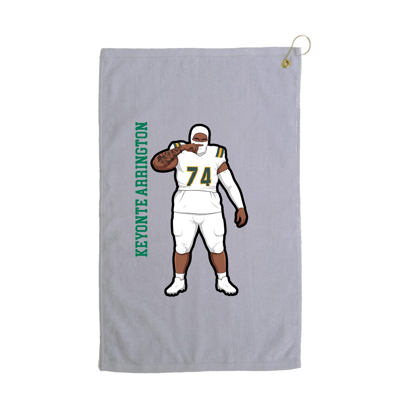 Golf Towel — Name Vertical in Grey