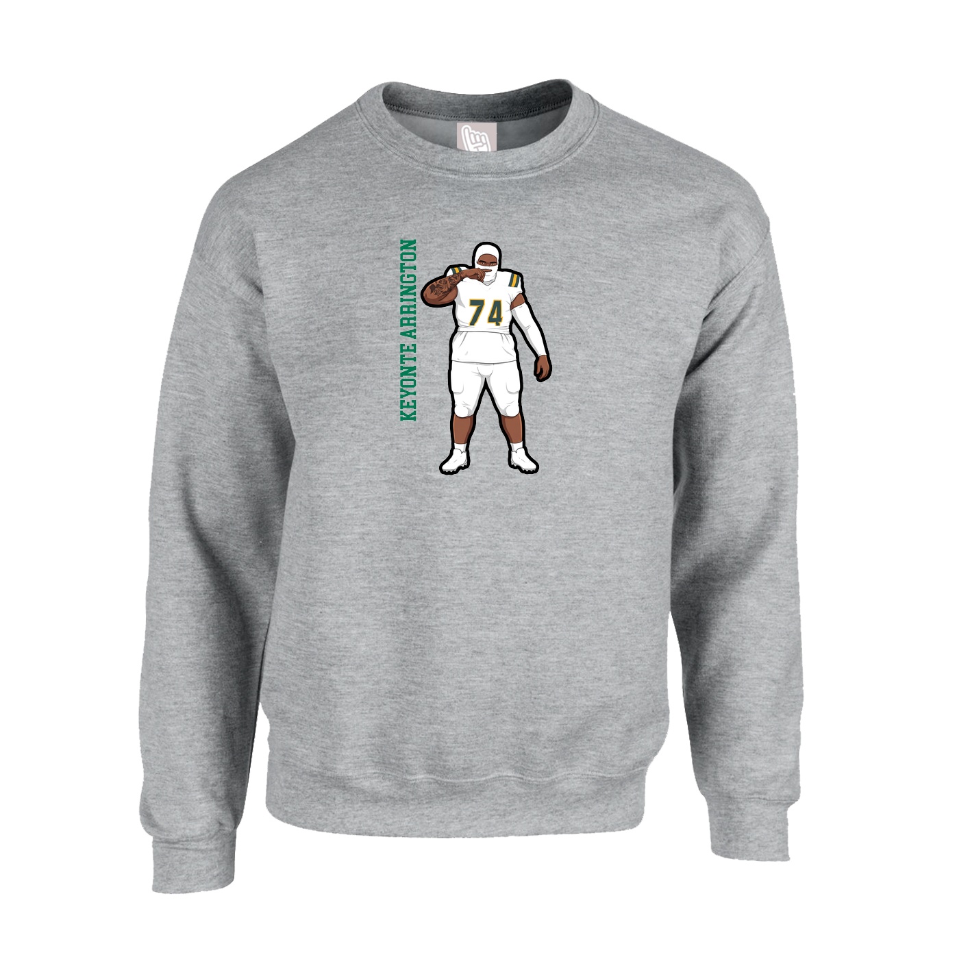Fleece Crew — Name Vertical in Grey