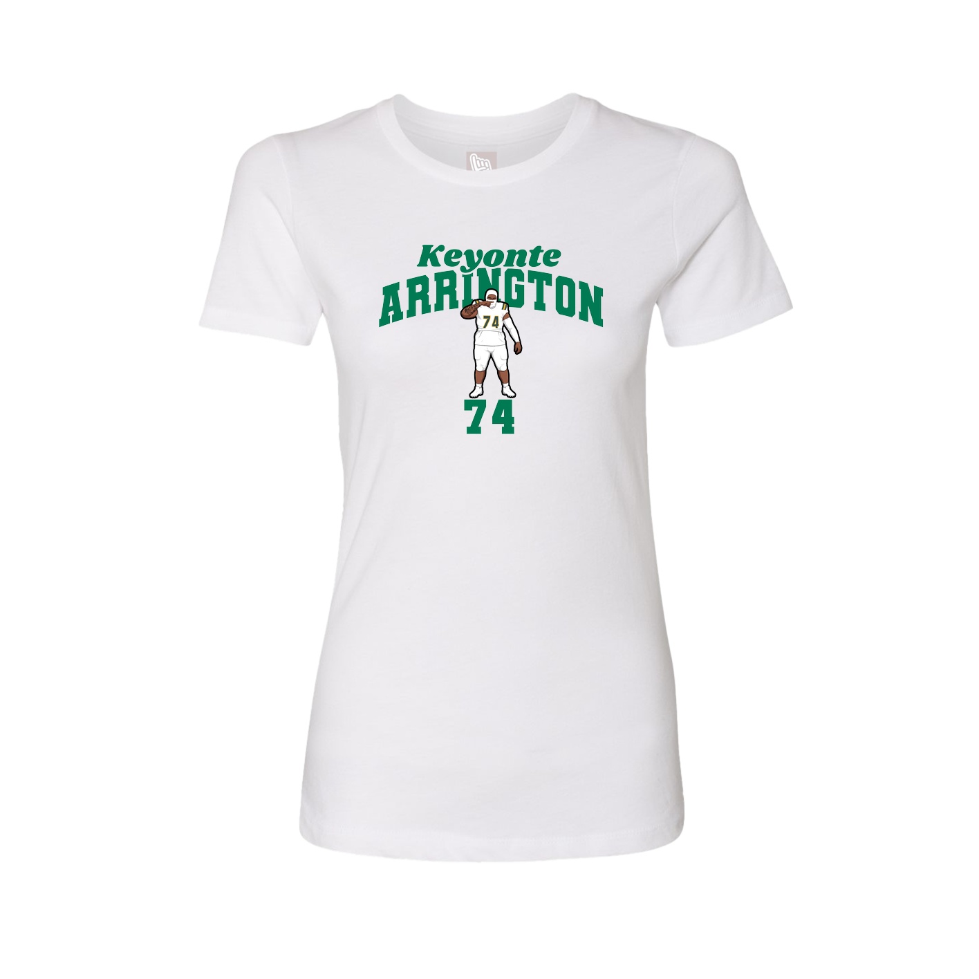 Fitted Women's Tee — Signature Arch in White