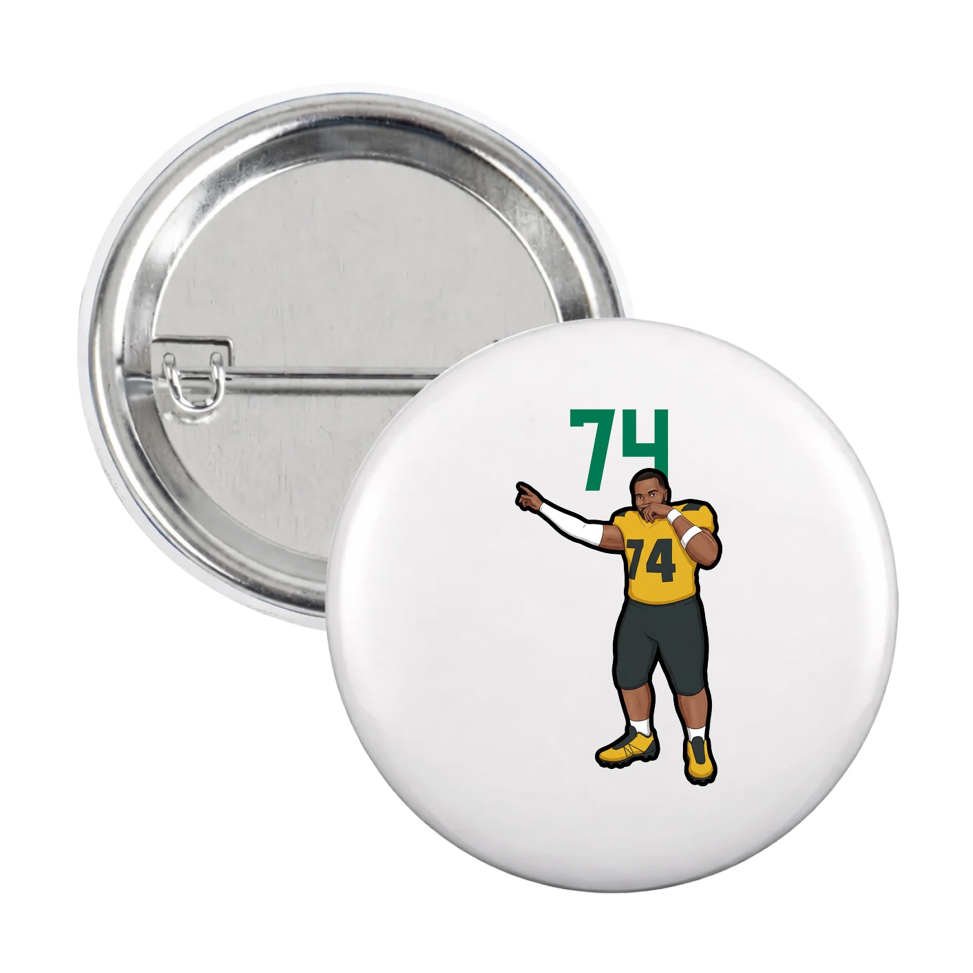 Game Day Button — Number Top in White