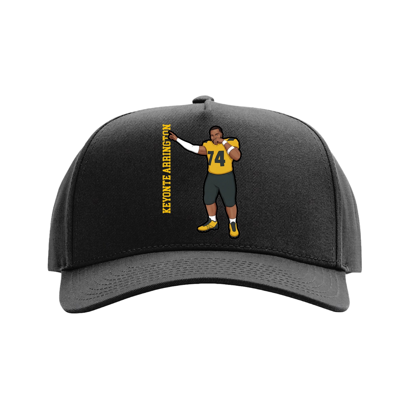 Full Fabric Five-Panel Champ Cap — Name Vertical in Black
