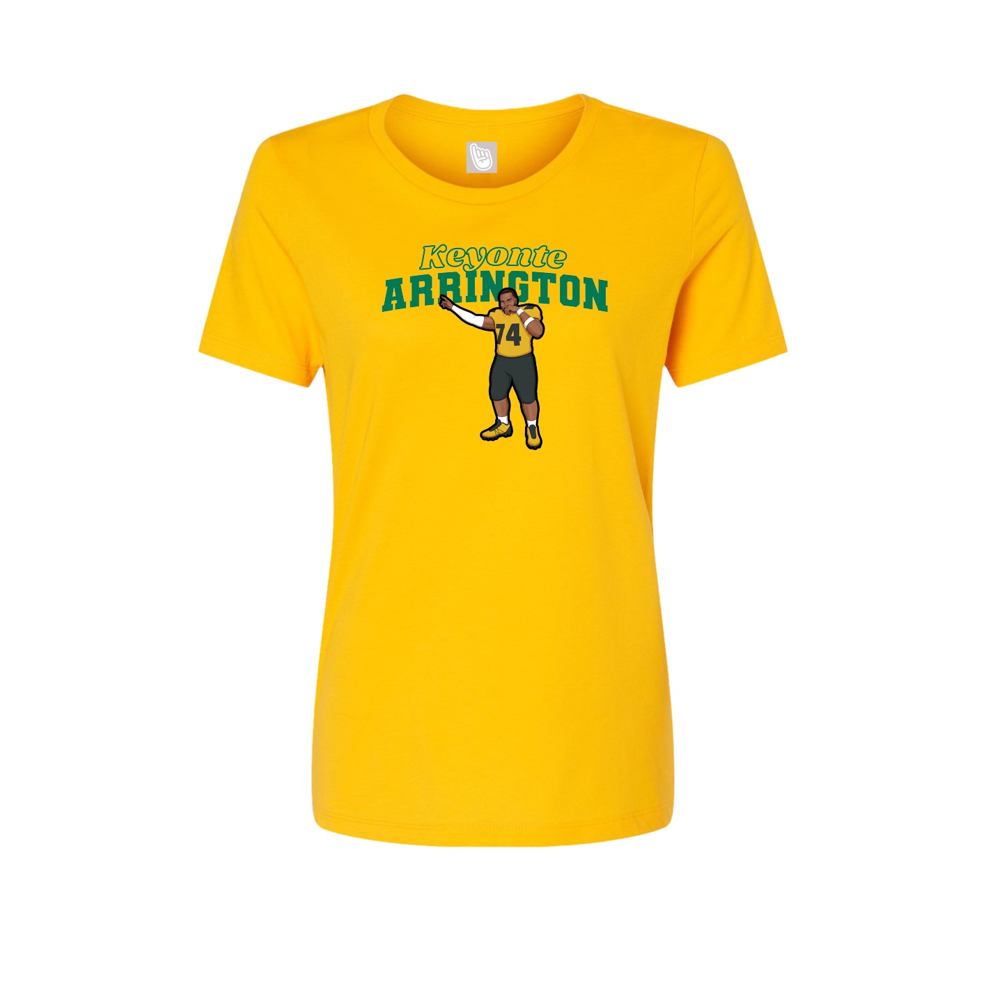 Fitted Women's Tee — Name Arch in Gold