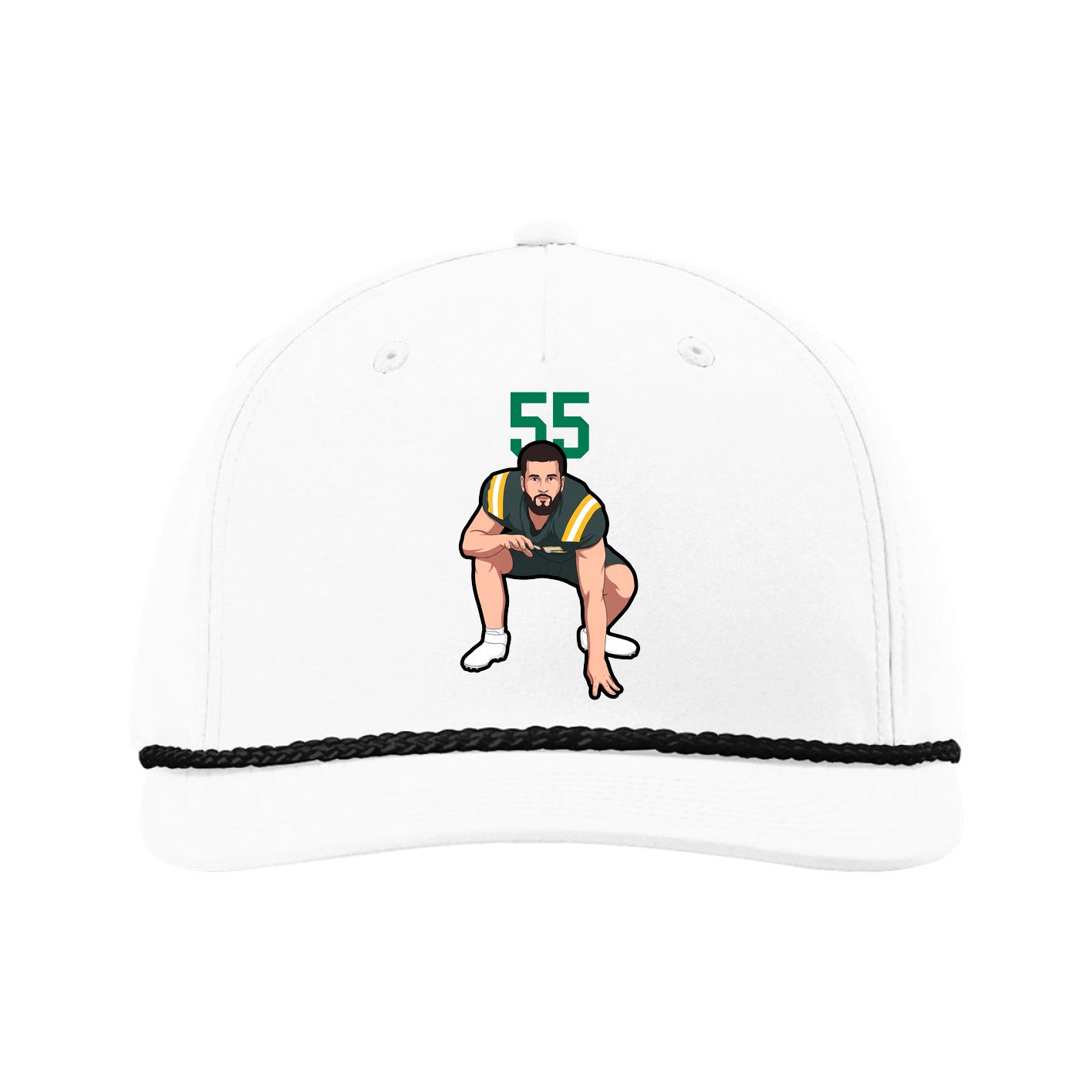 Five-Panel Classic Rope Cap — Number Top in White