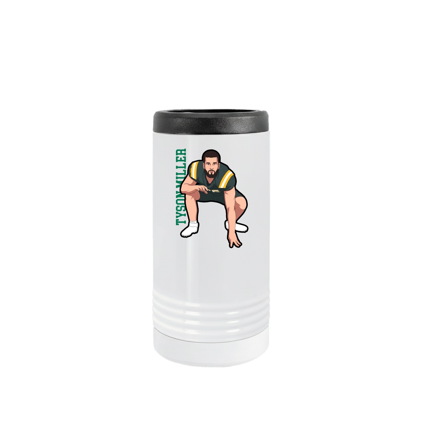 Slim Beverage Holder — Name Vertical in White