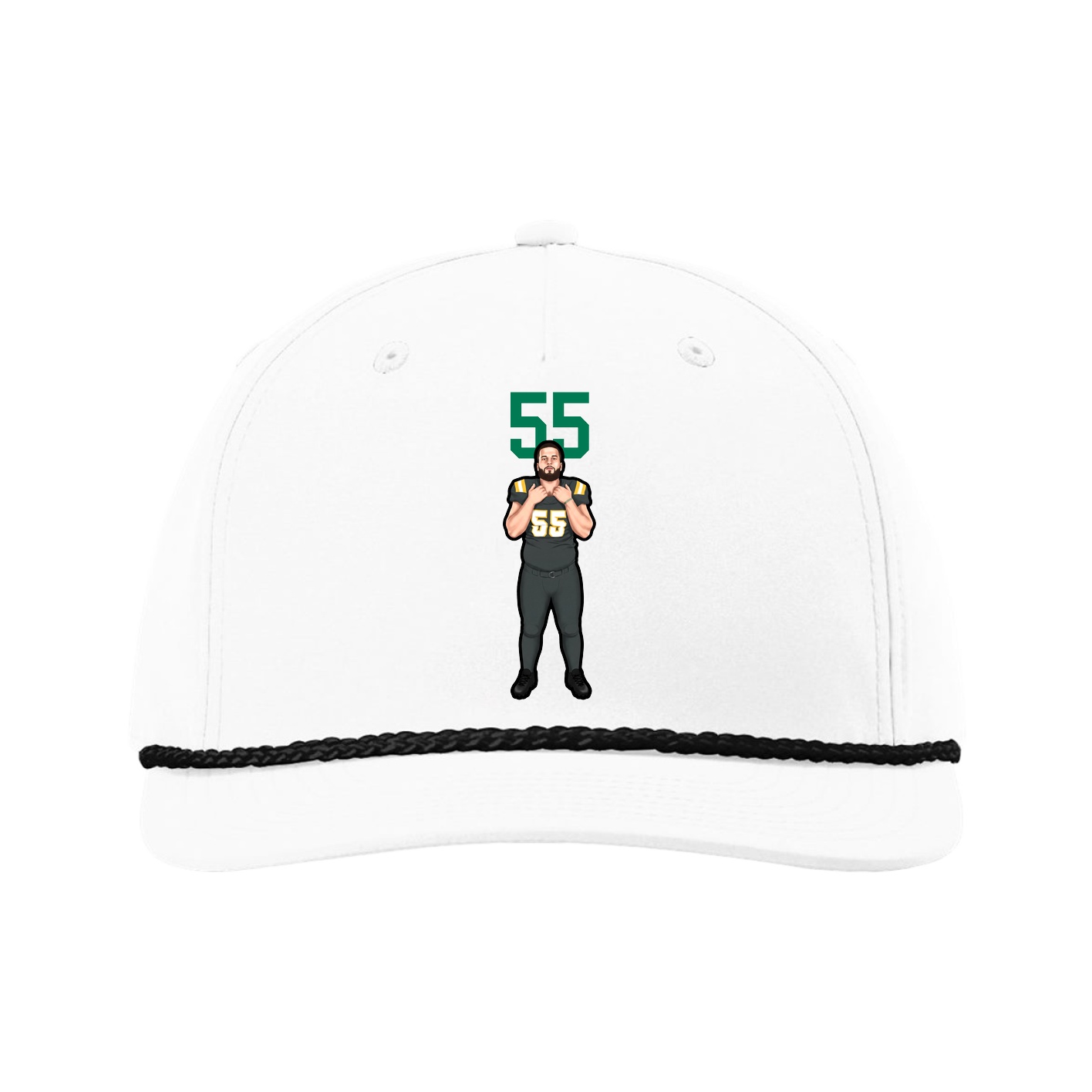 Five-Panel Classic Rope Cap — Number Top in White