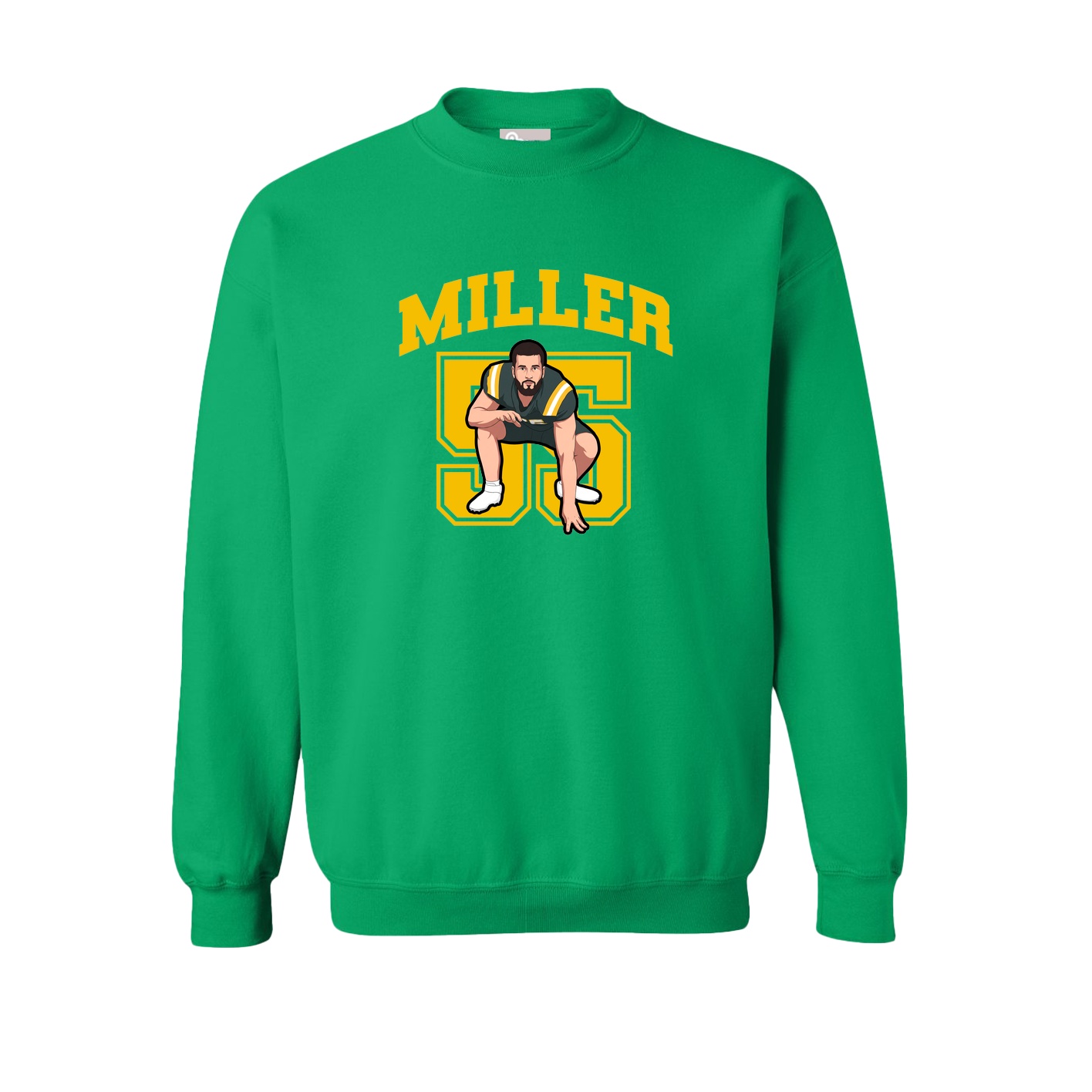 Fleece Crew — Number in Green