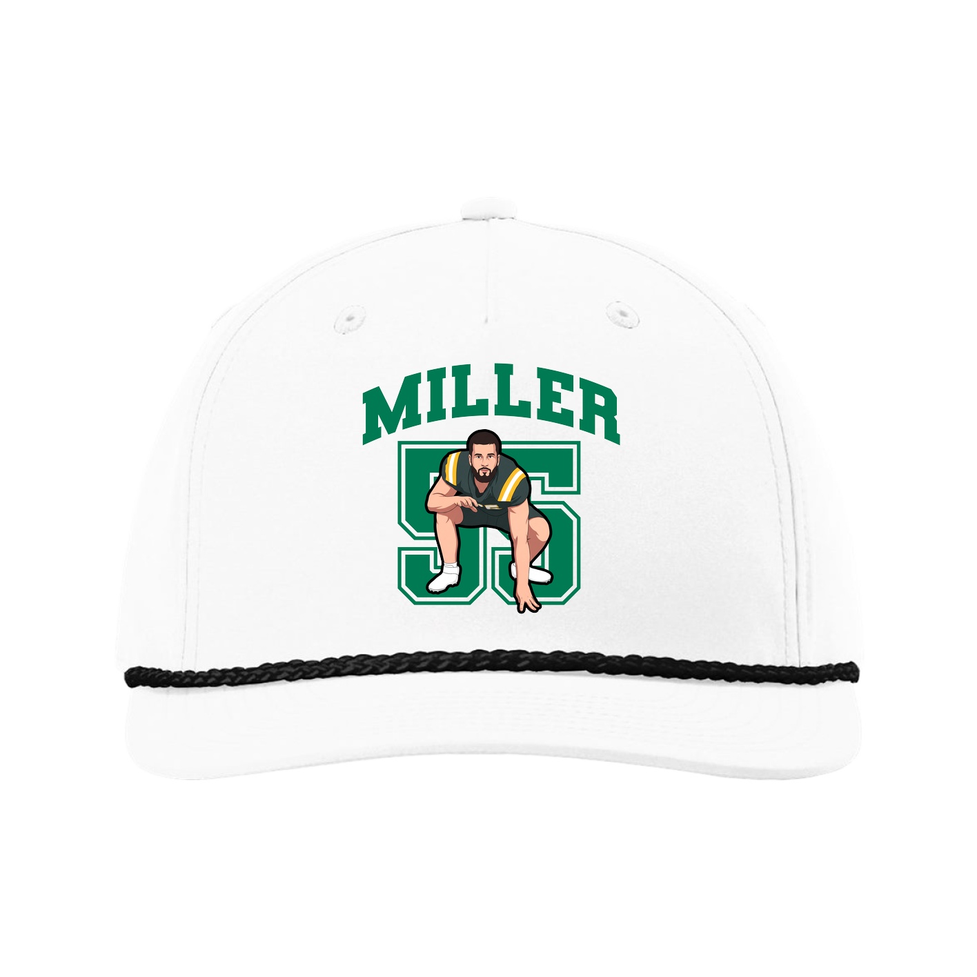 Five-Panel Classic Rope Cap — Number in White
