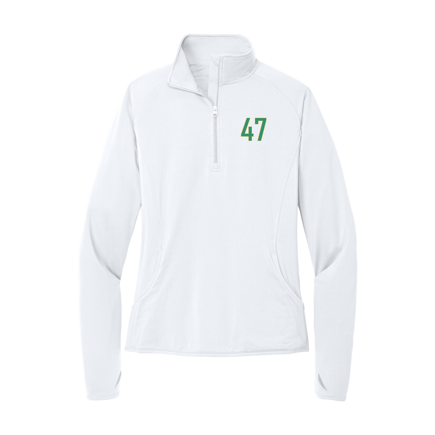 Women's Q-Zip Pullover — Front Shirsy in White