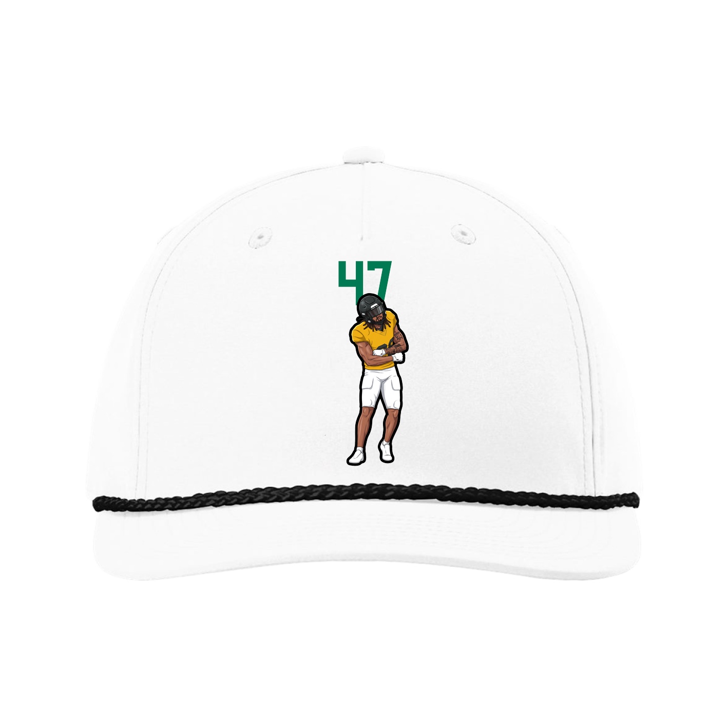 Five-Panel Classic Rope Cap — Number Top in White