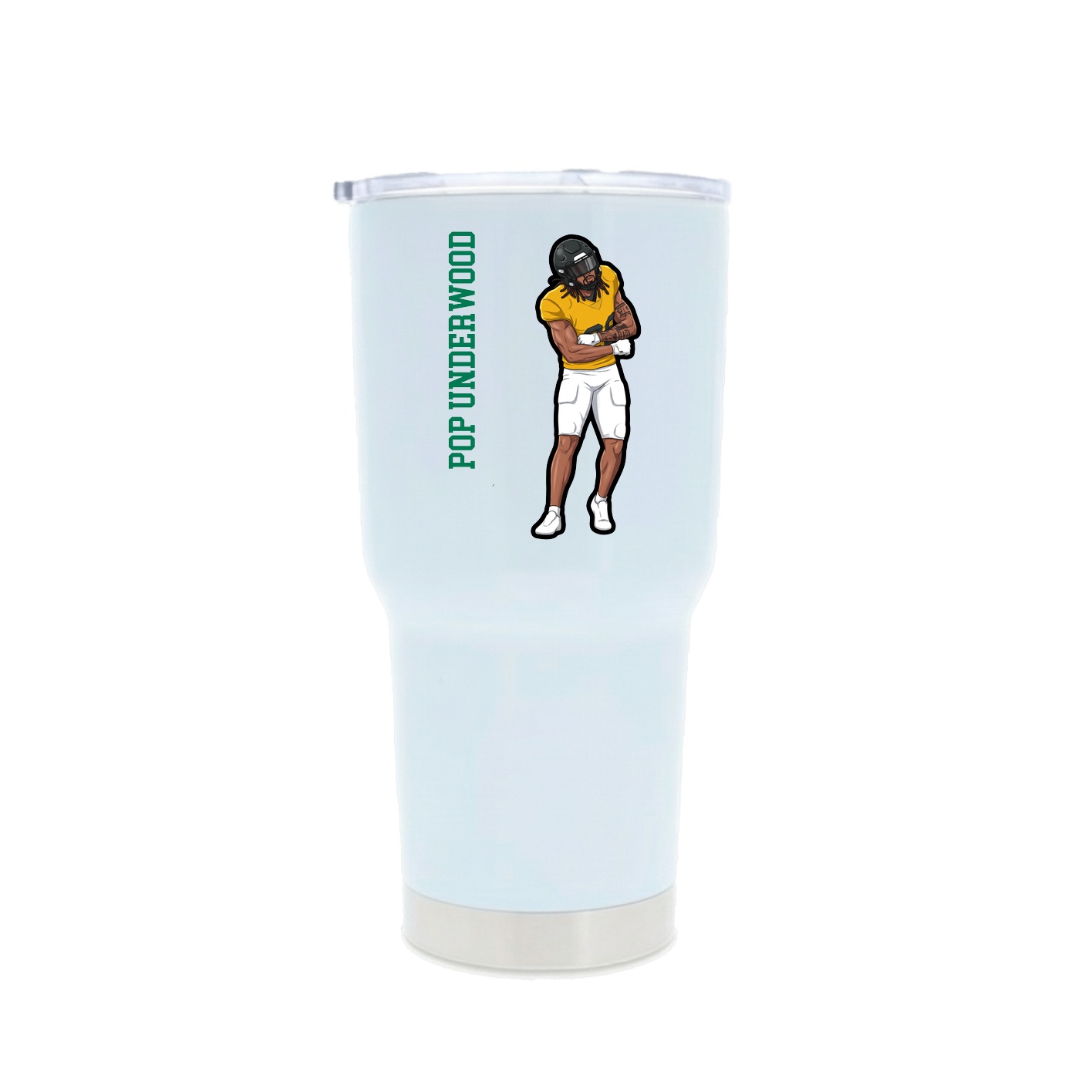 30oz Stainless Steel Tumbler — Name Vertical in White