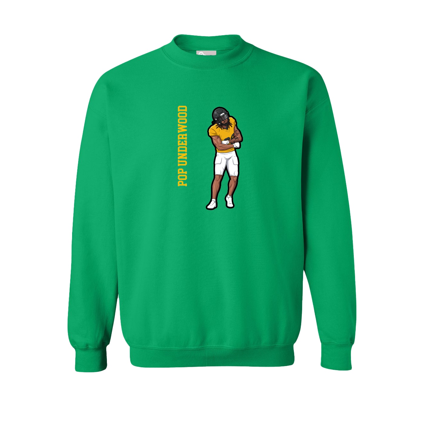 Fleece Crew — Name Vertical in Green