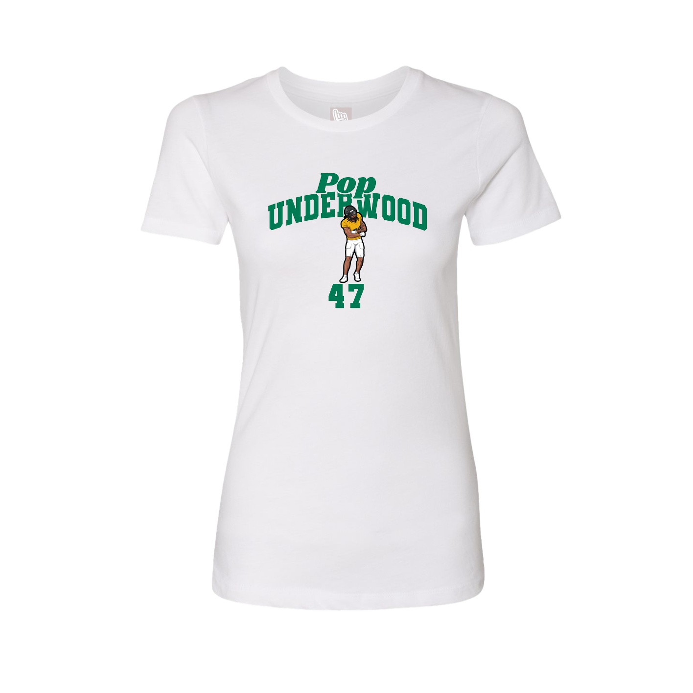 Fitted Women's Tee — Signature Arch in White