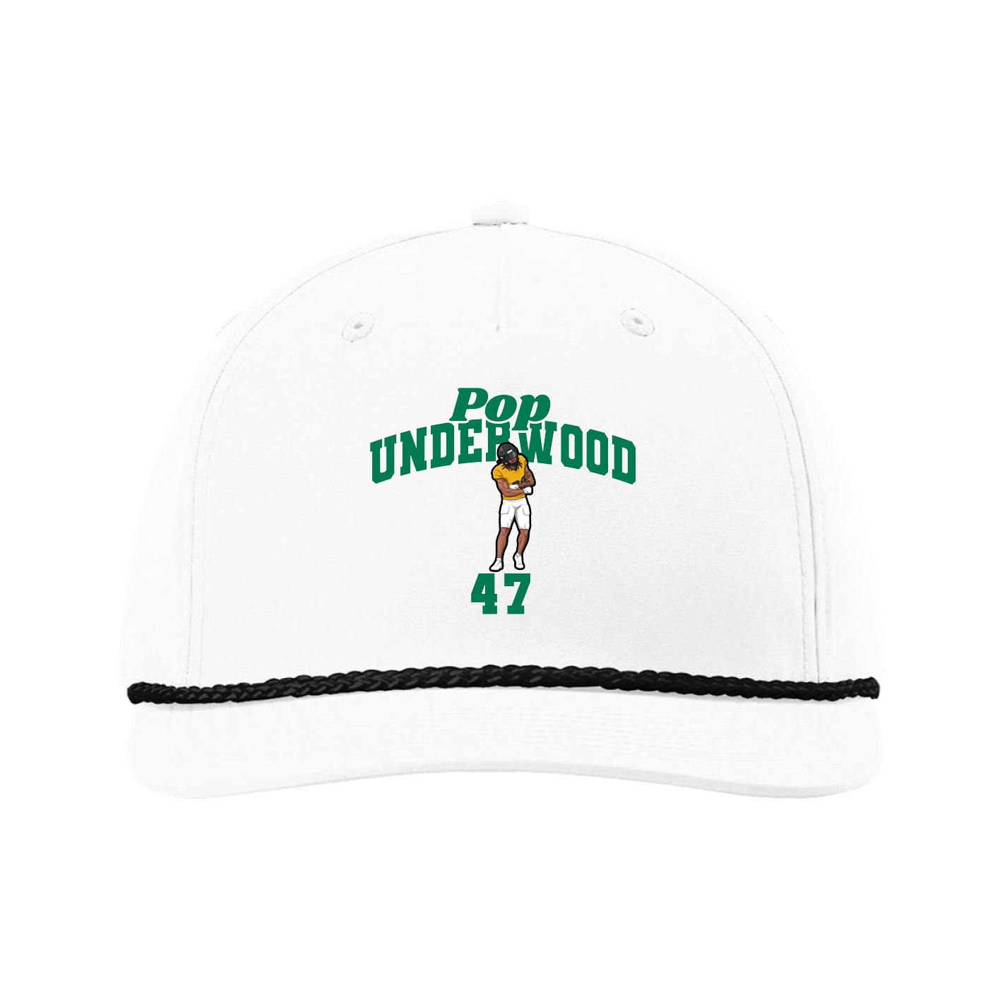 Five-Panel Classic Rope Cap — Signature Arch in White