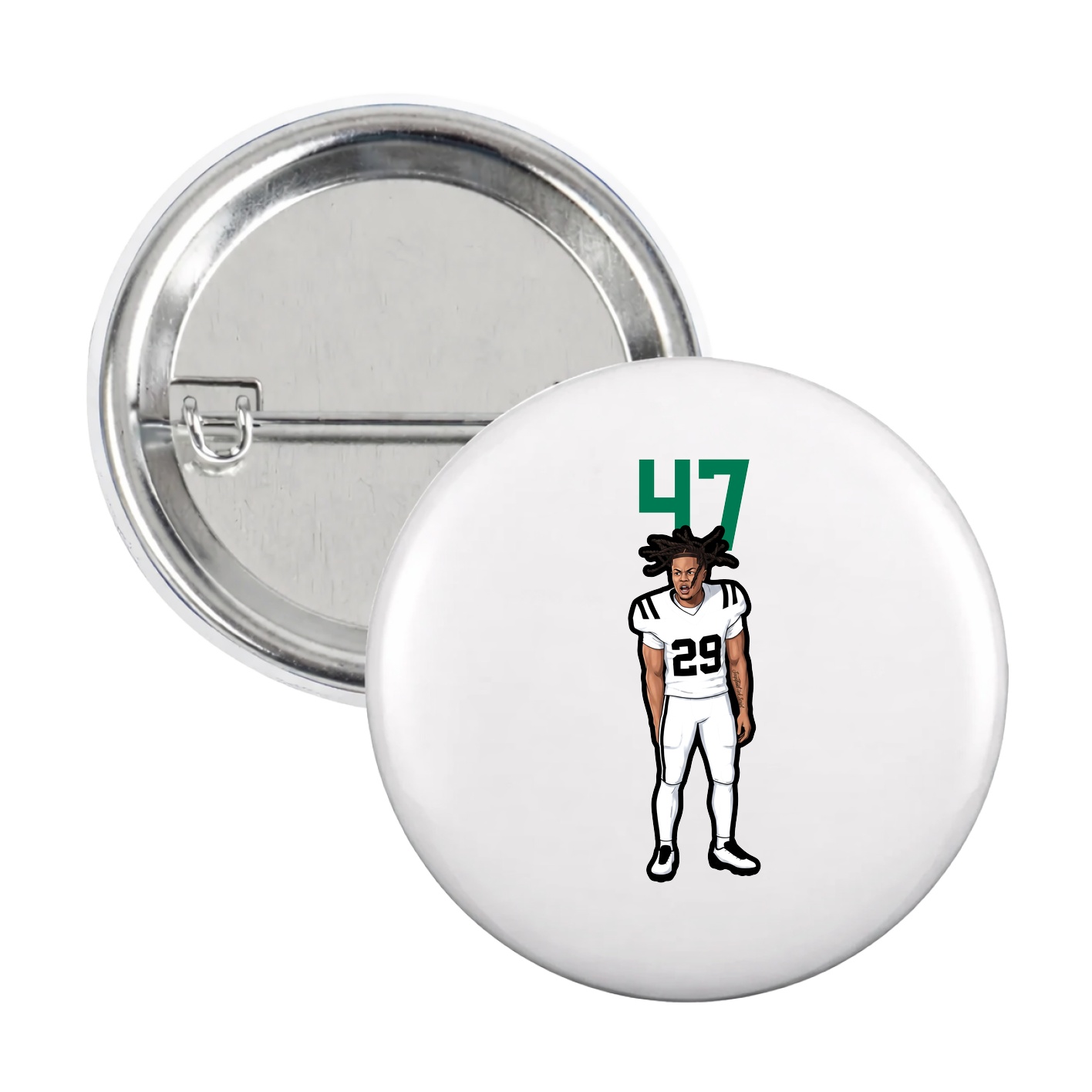 Game Day Button — Number Top in White