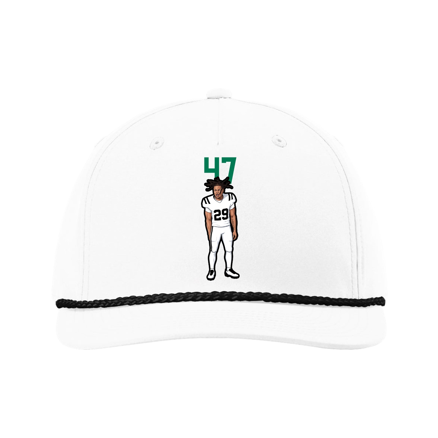 Five-Panel Classic Rope Cap — Number Top in White