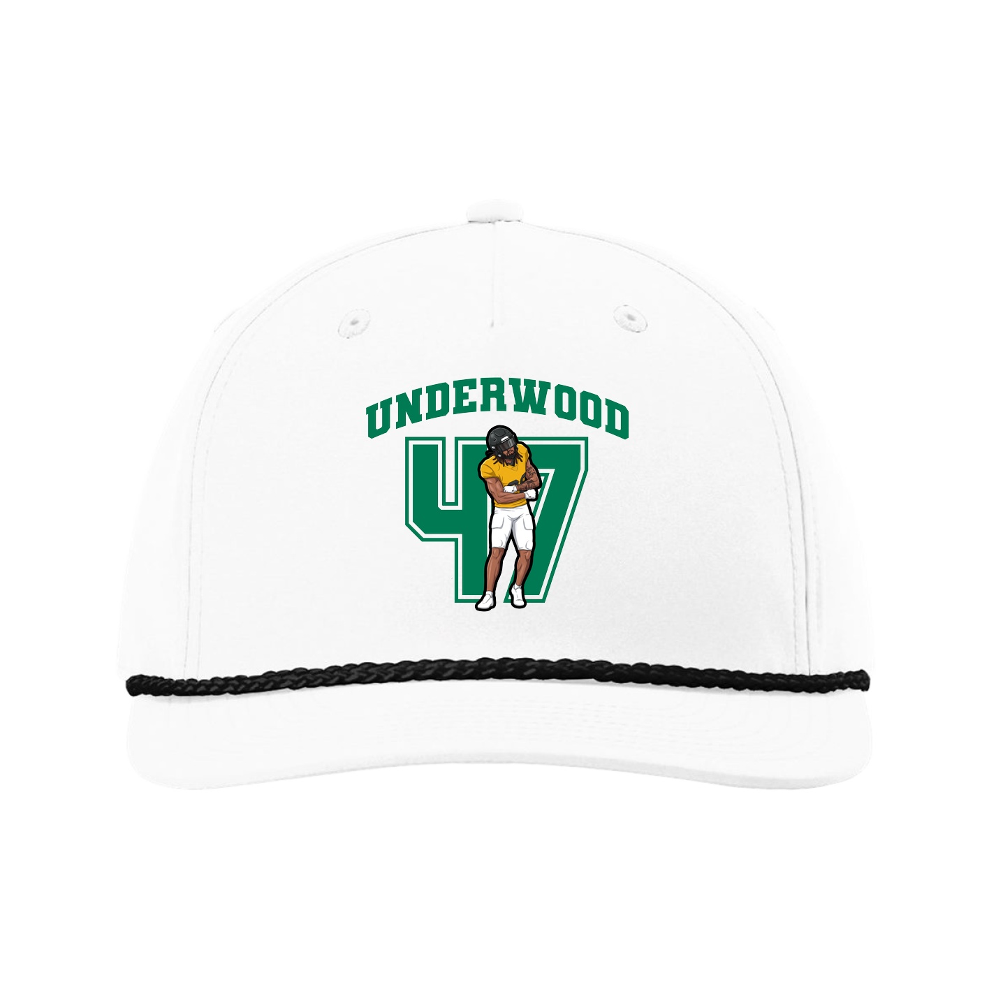 Five-Panel Classic Rope Cap — Number in White