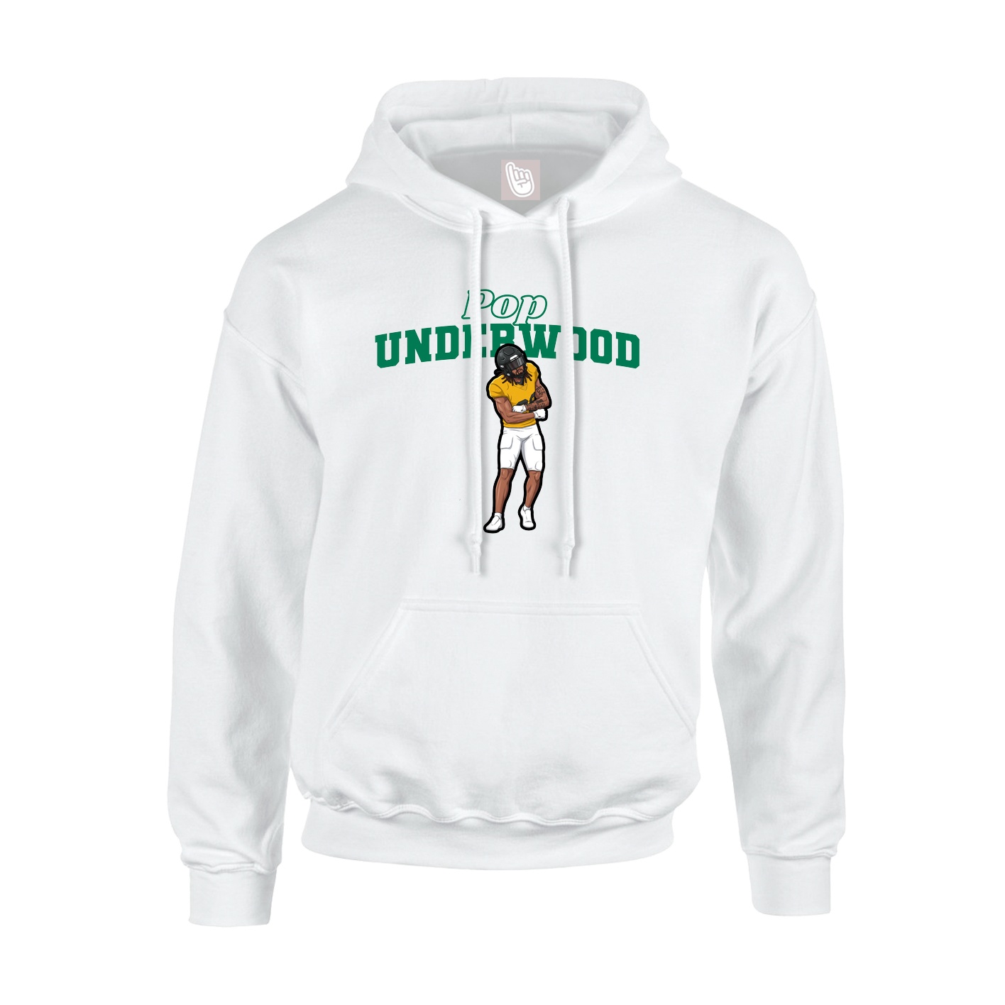 Youth Hoodie — Name Arch in White