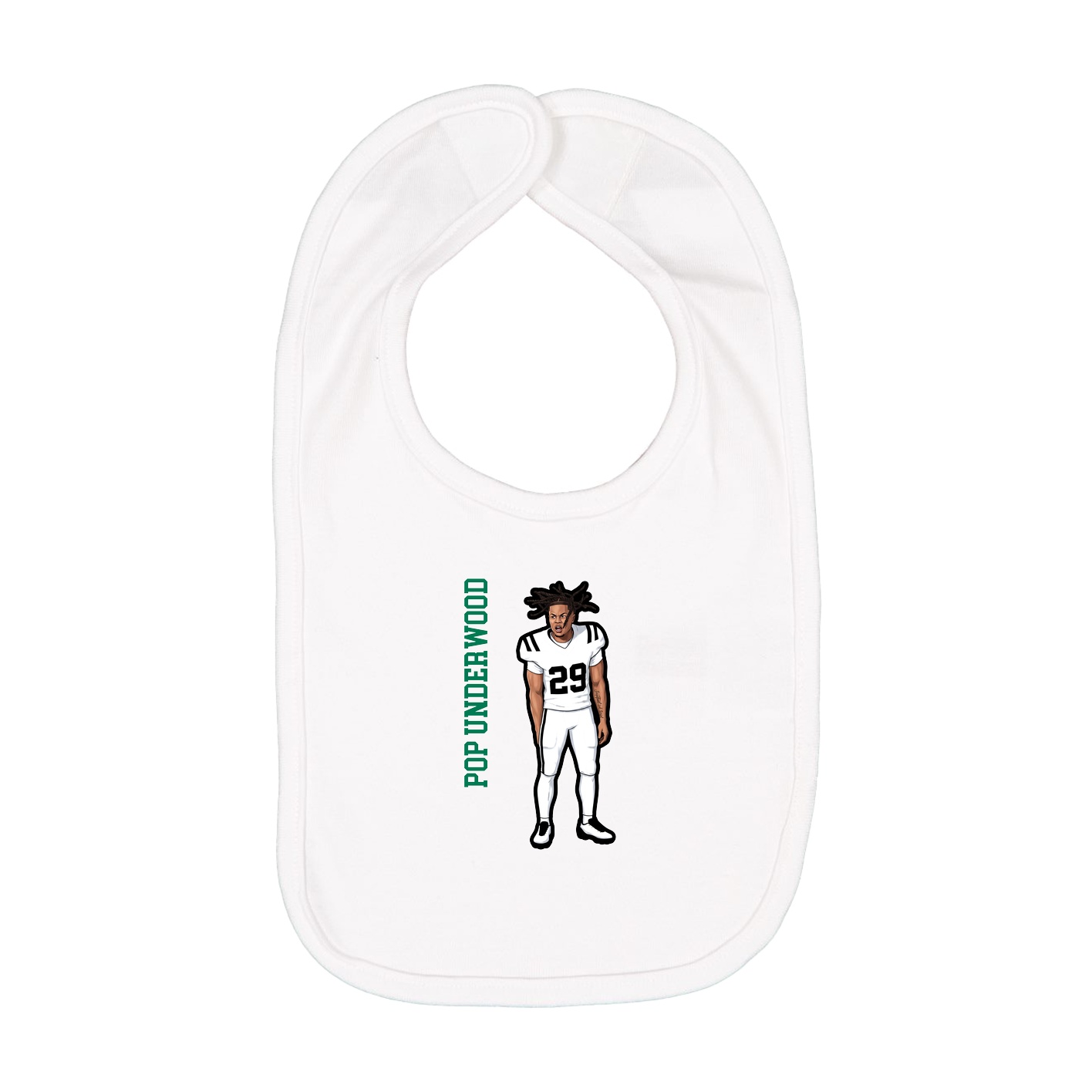 Infant Bib — Name Vertical in White