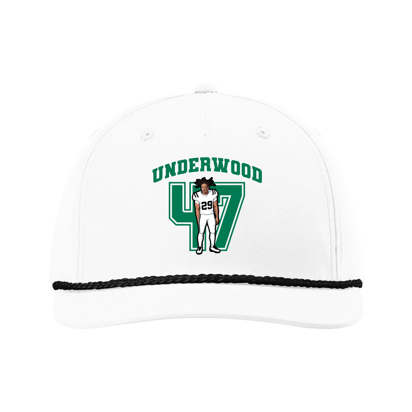 Five-Panel Classic Rope Cap — Number in White