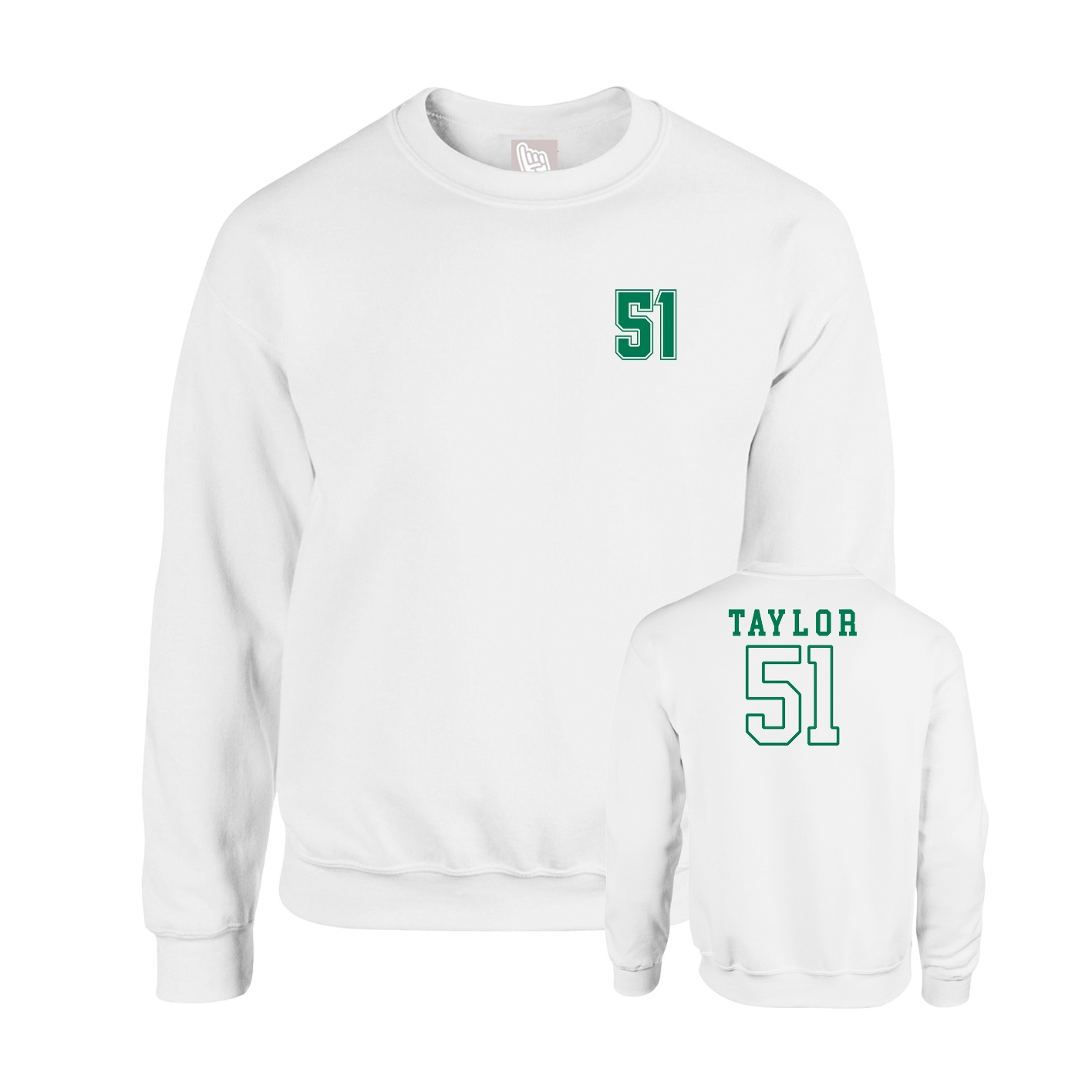 Fleece Crew — Chest Back in White