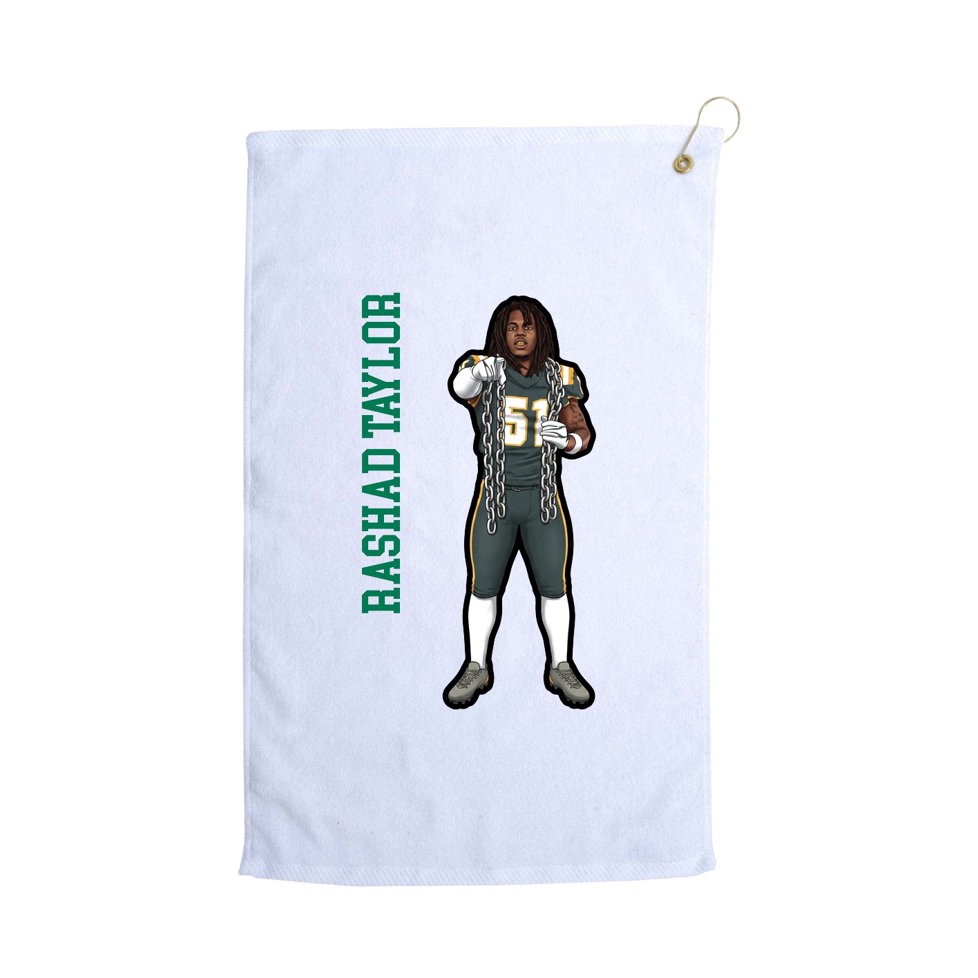 Golf Towel — Name Vertical in White